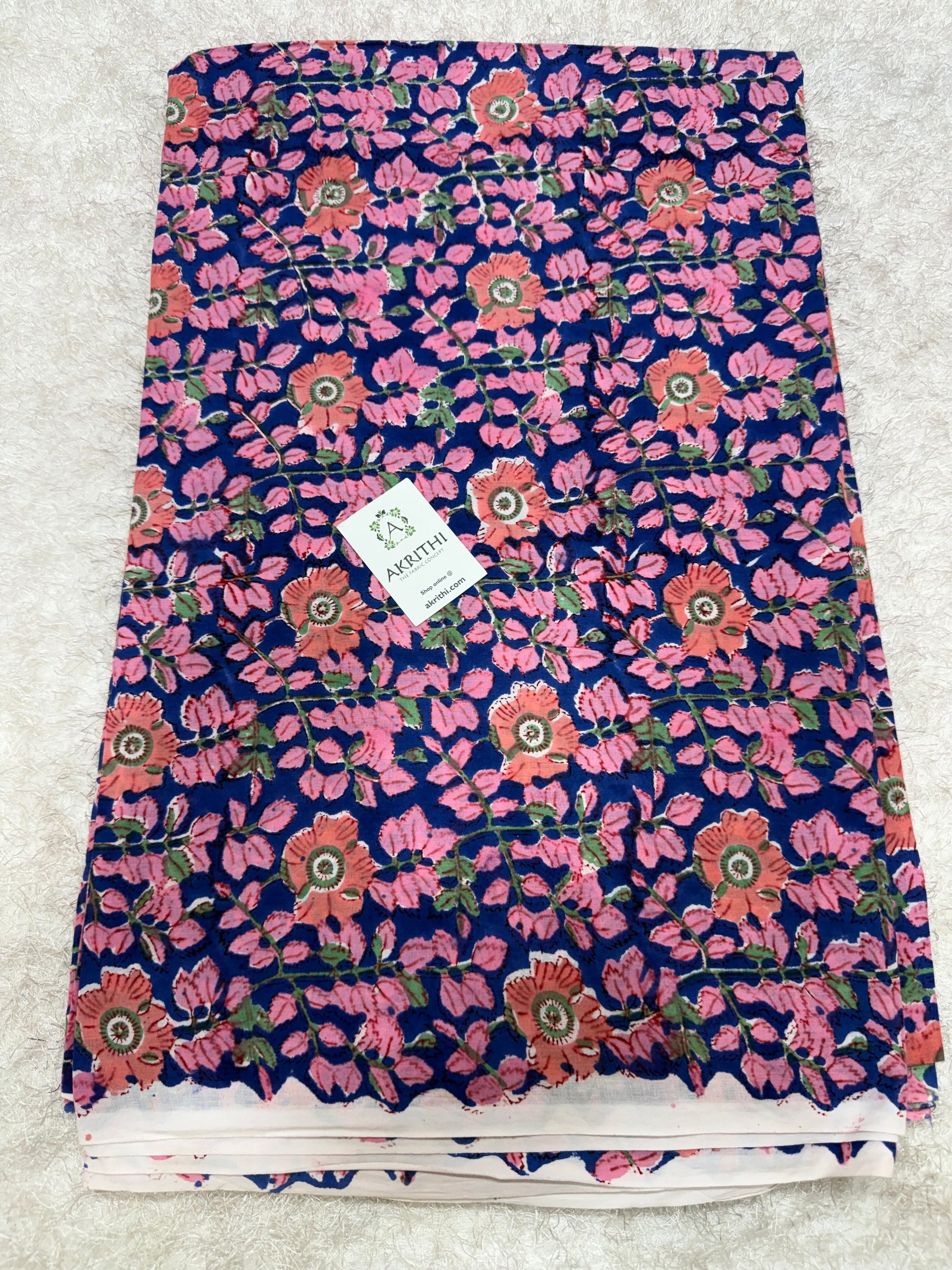 Hand block pure cotton fabric