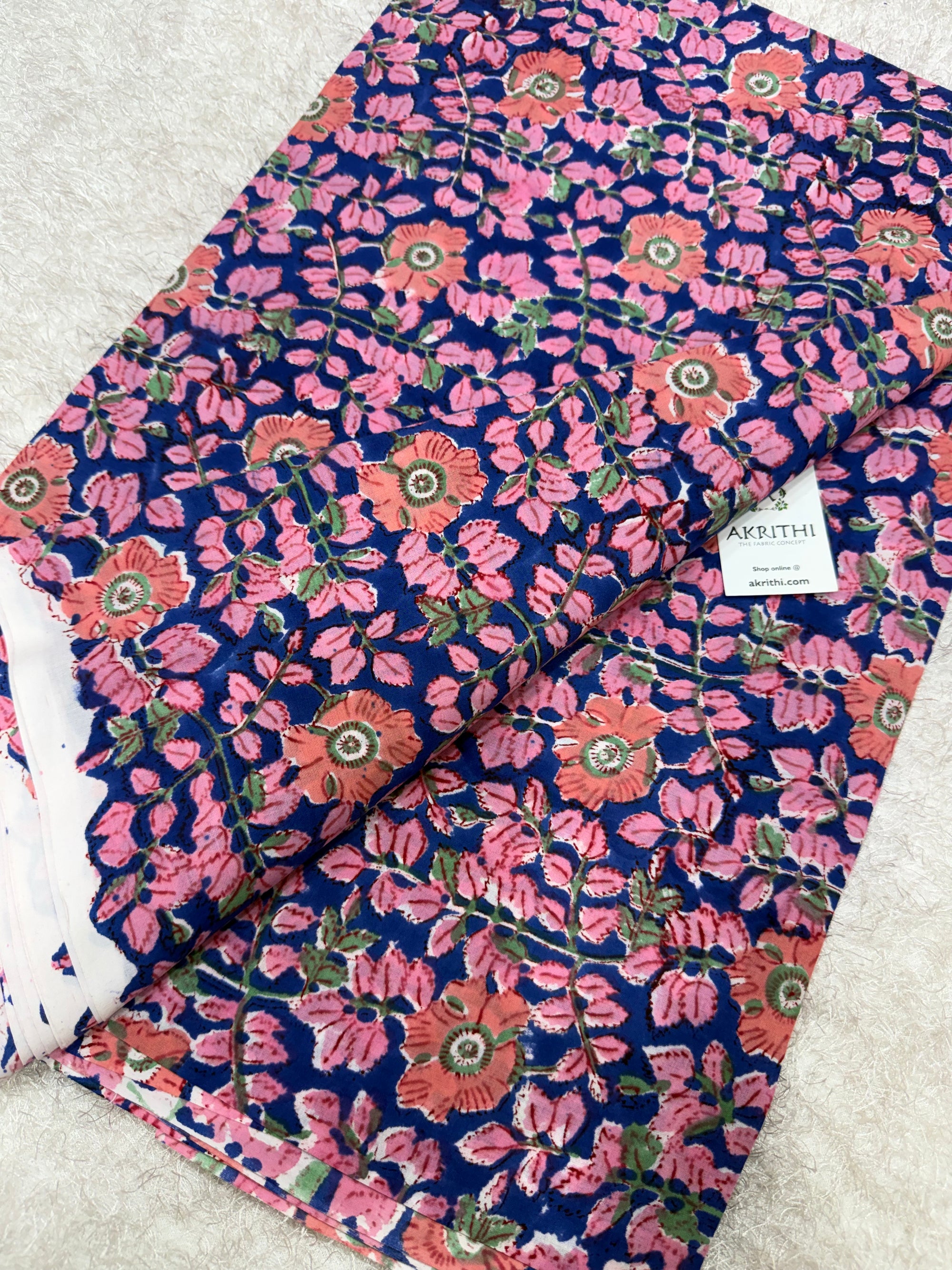 Hand block pure cotton fabric