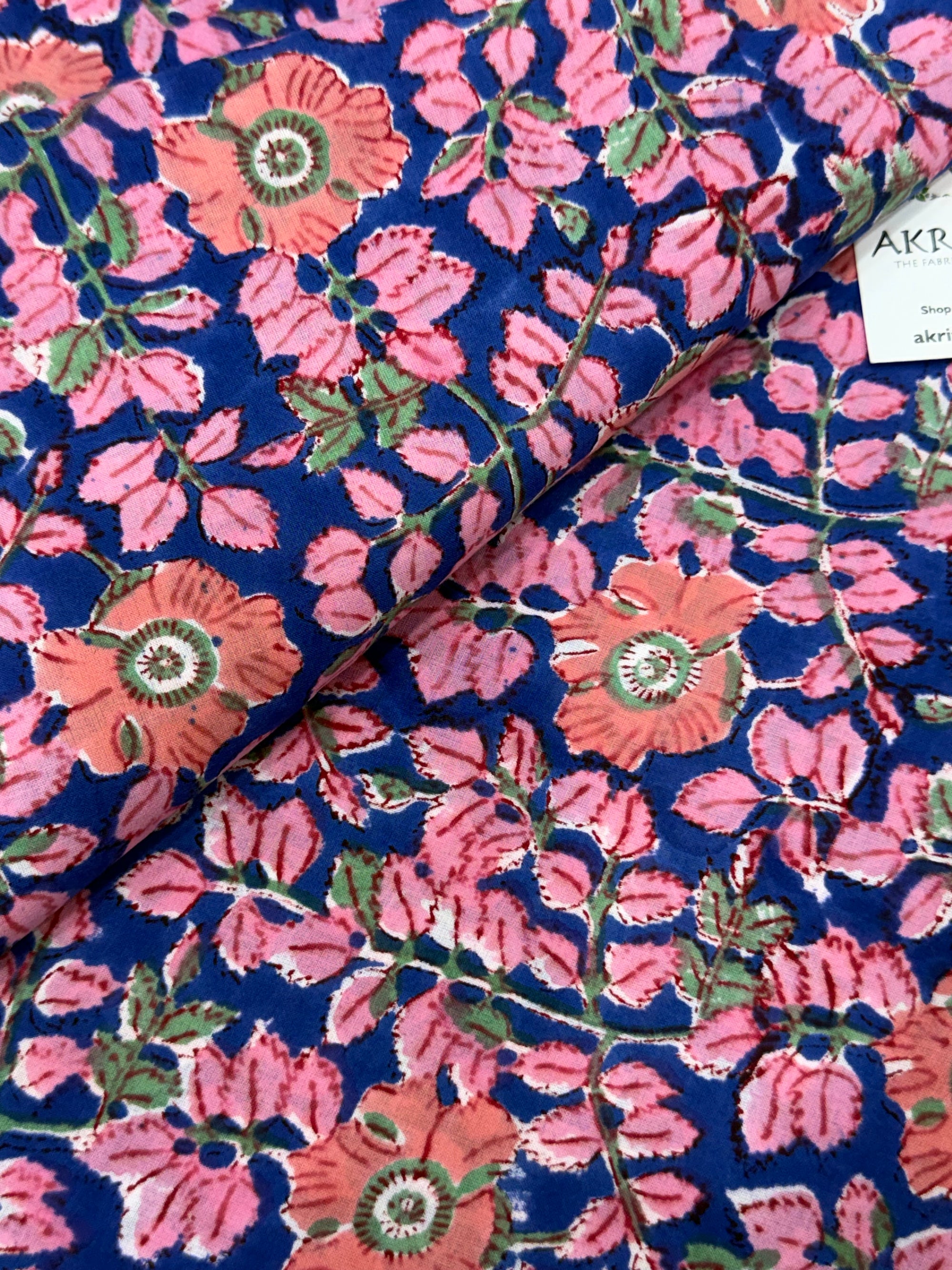 Hand block pure cotton fabric
