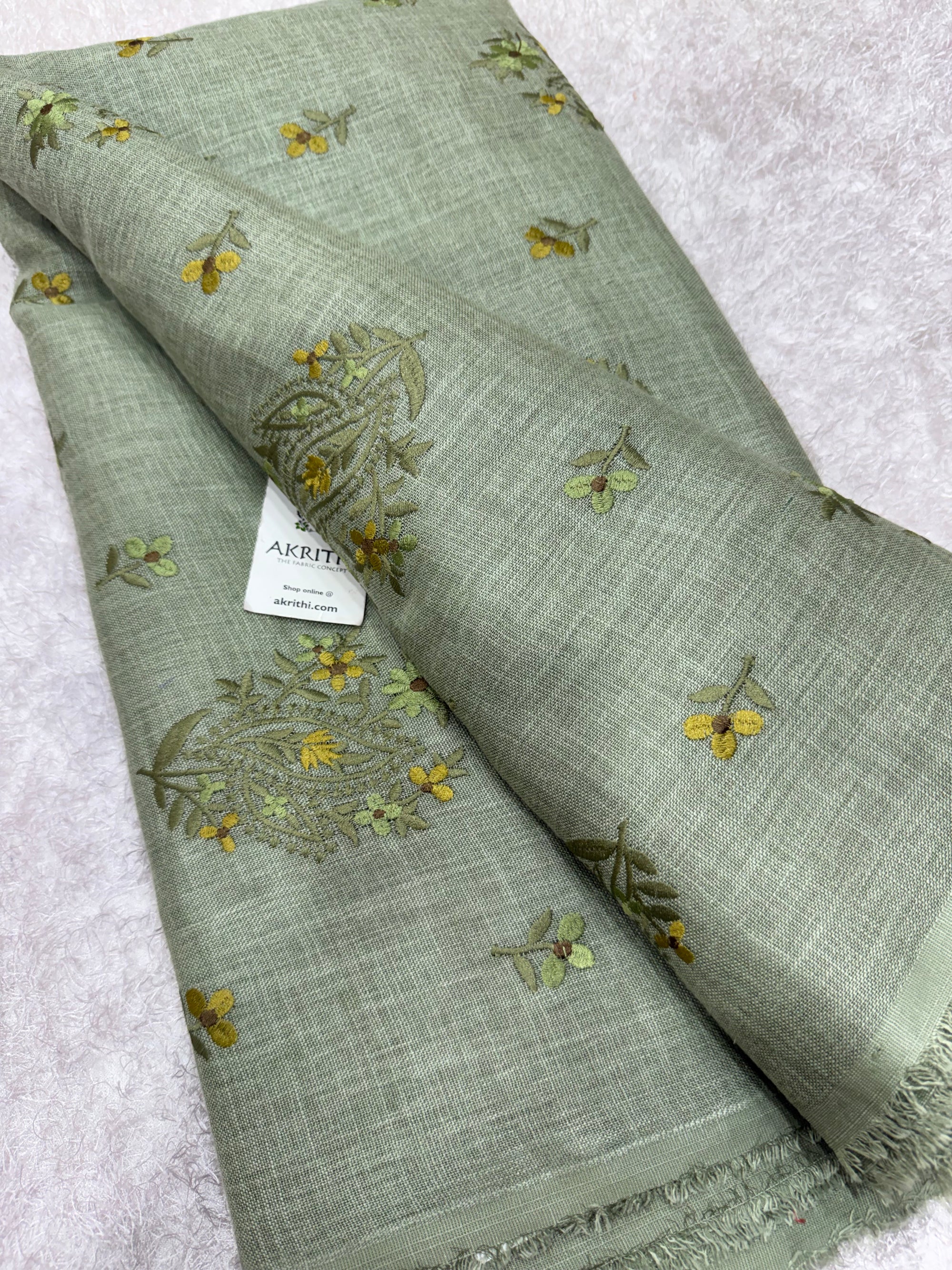 Embroidered linen fabric