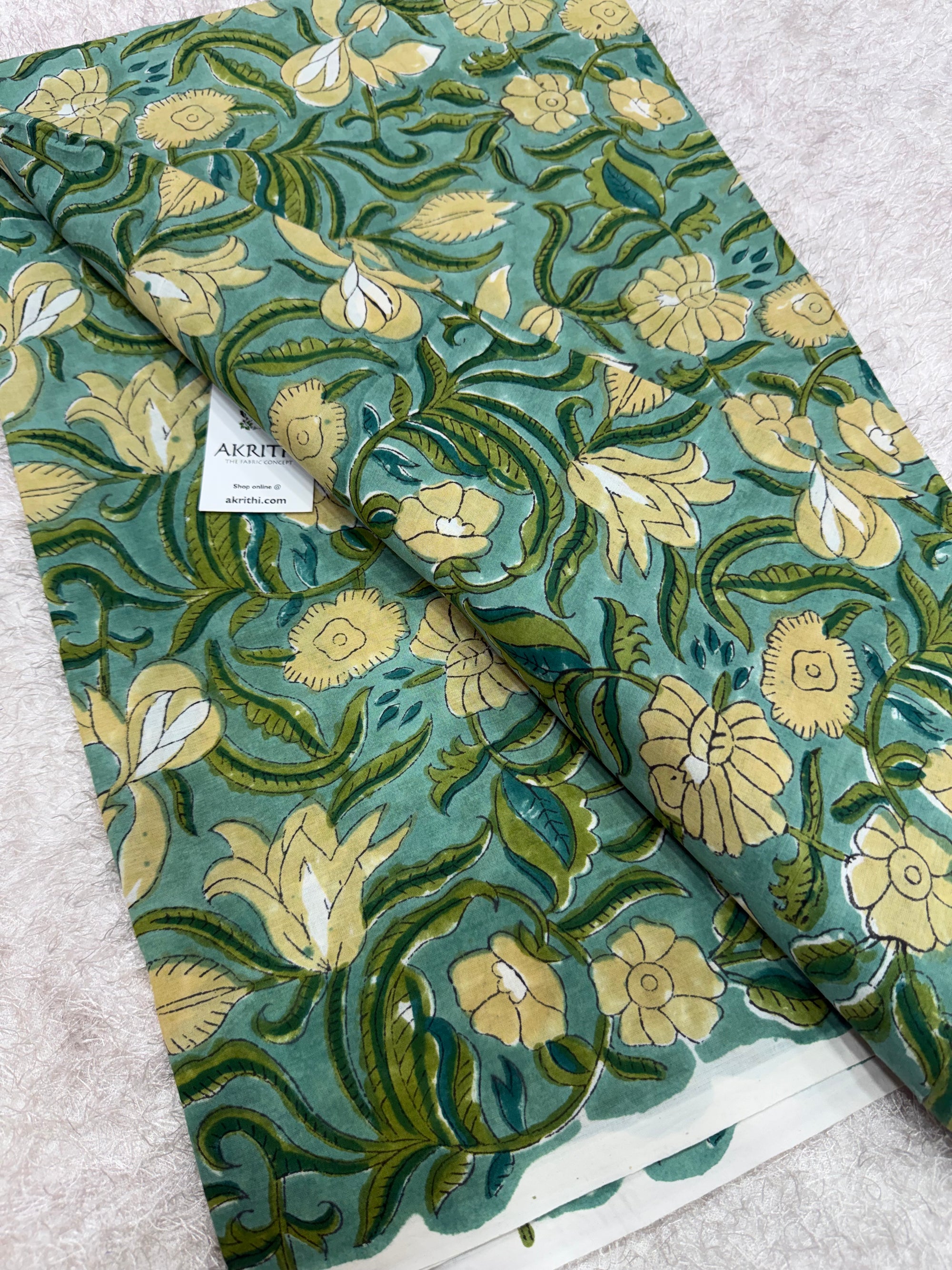 Hand block pure cotton fabric