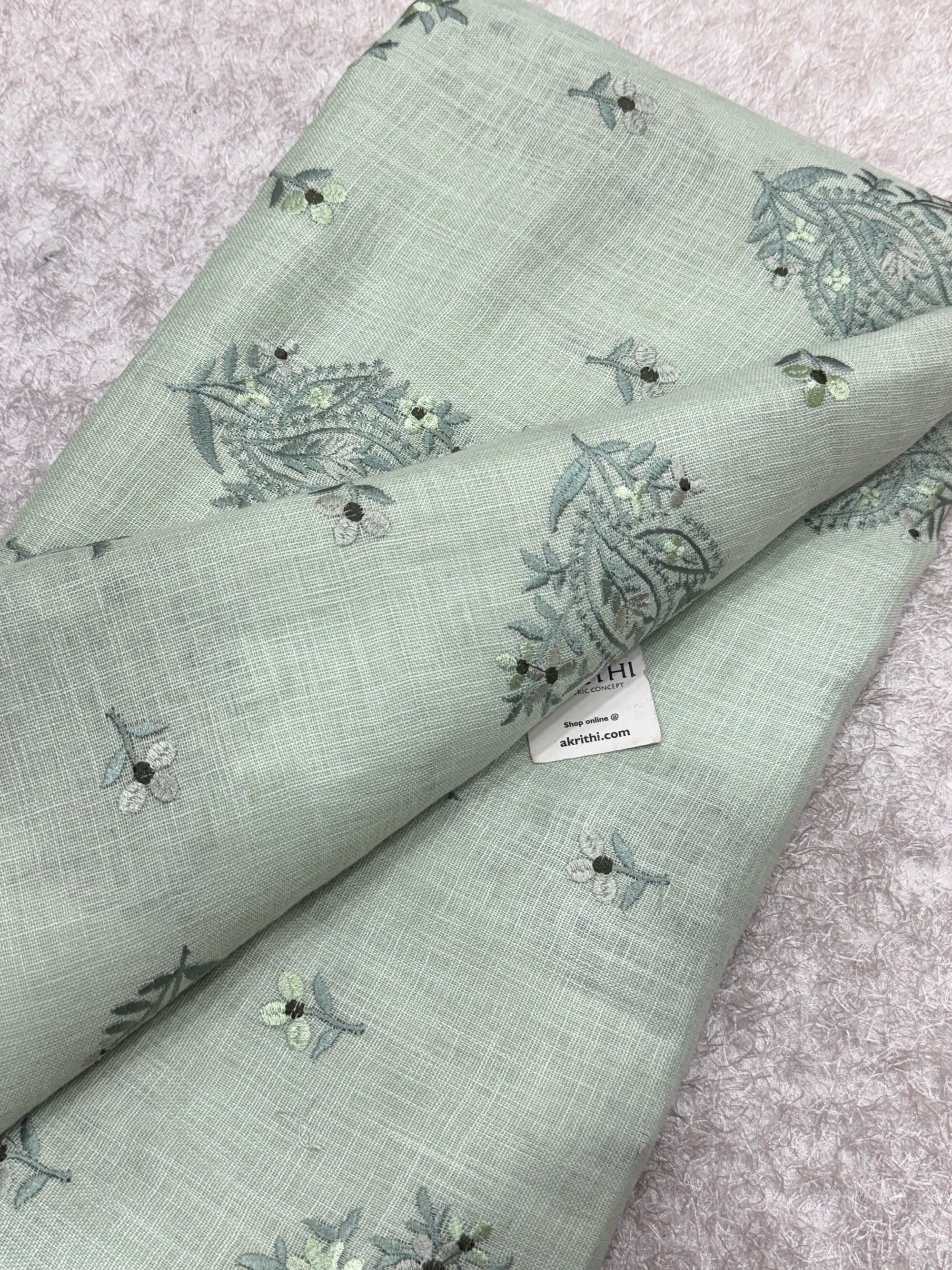 Embroidered linen fabric