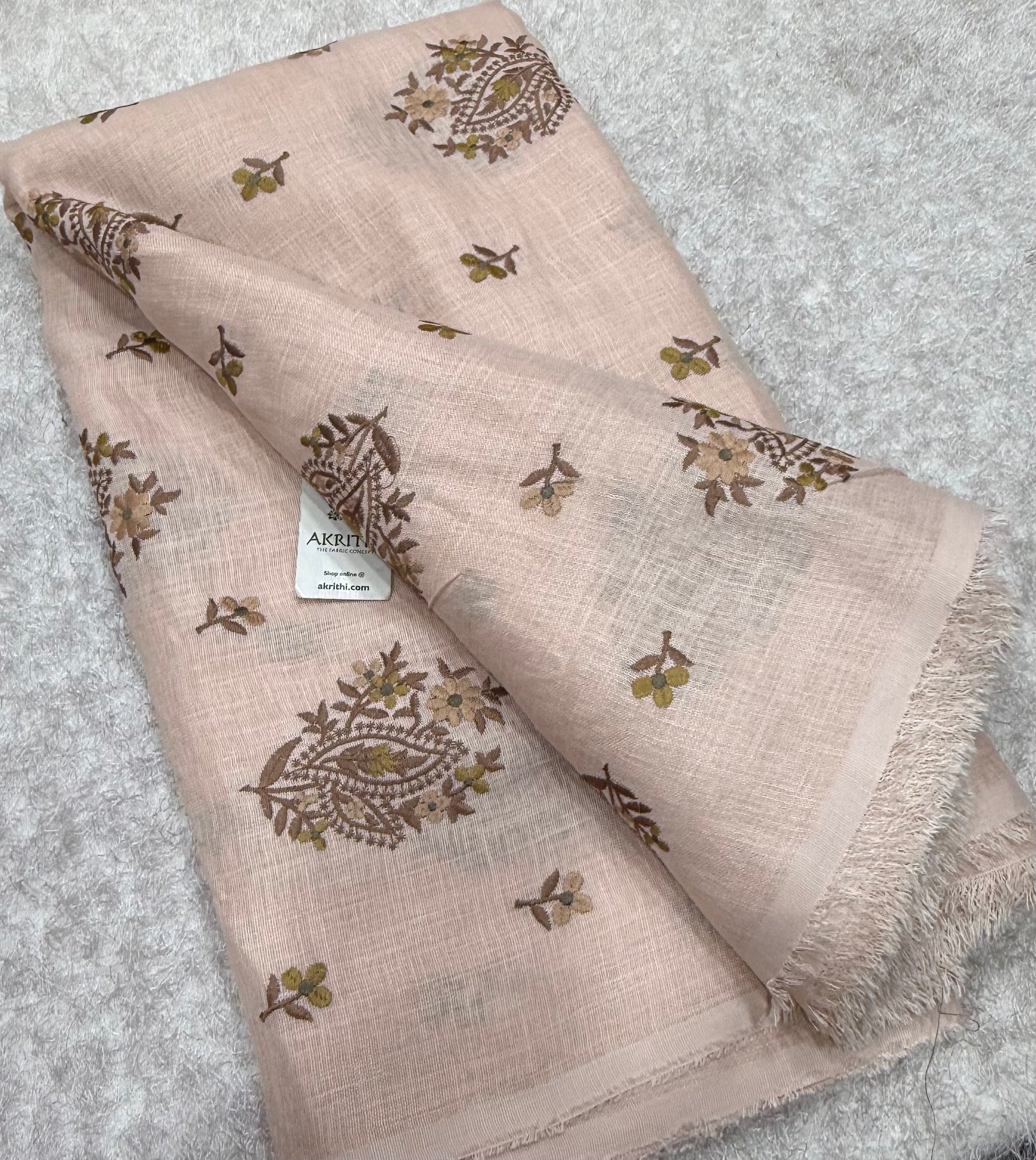 Embroidered linen fabric