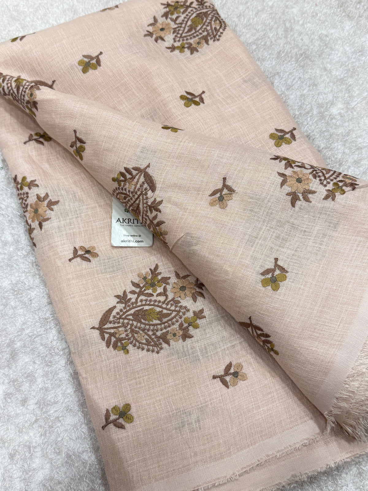 Embroidered linen fabric