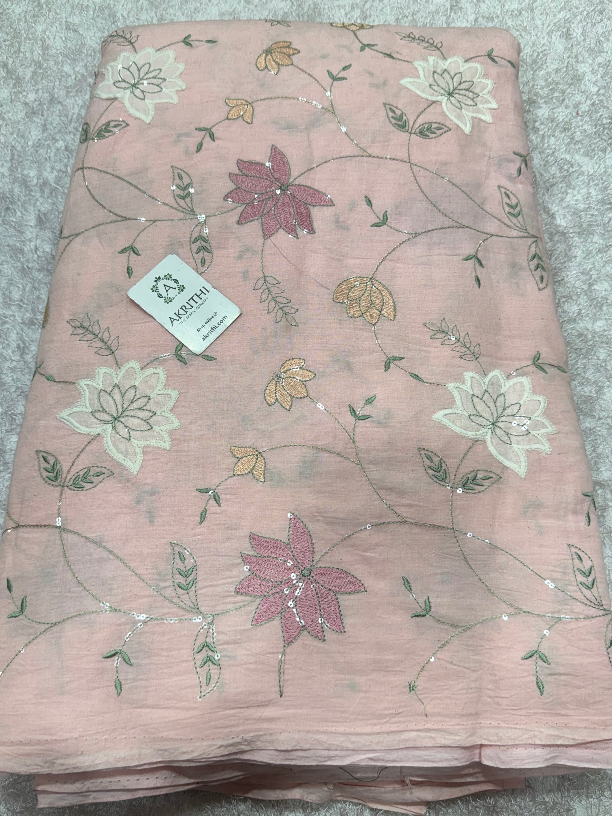 Embroidered pure cotton fabric