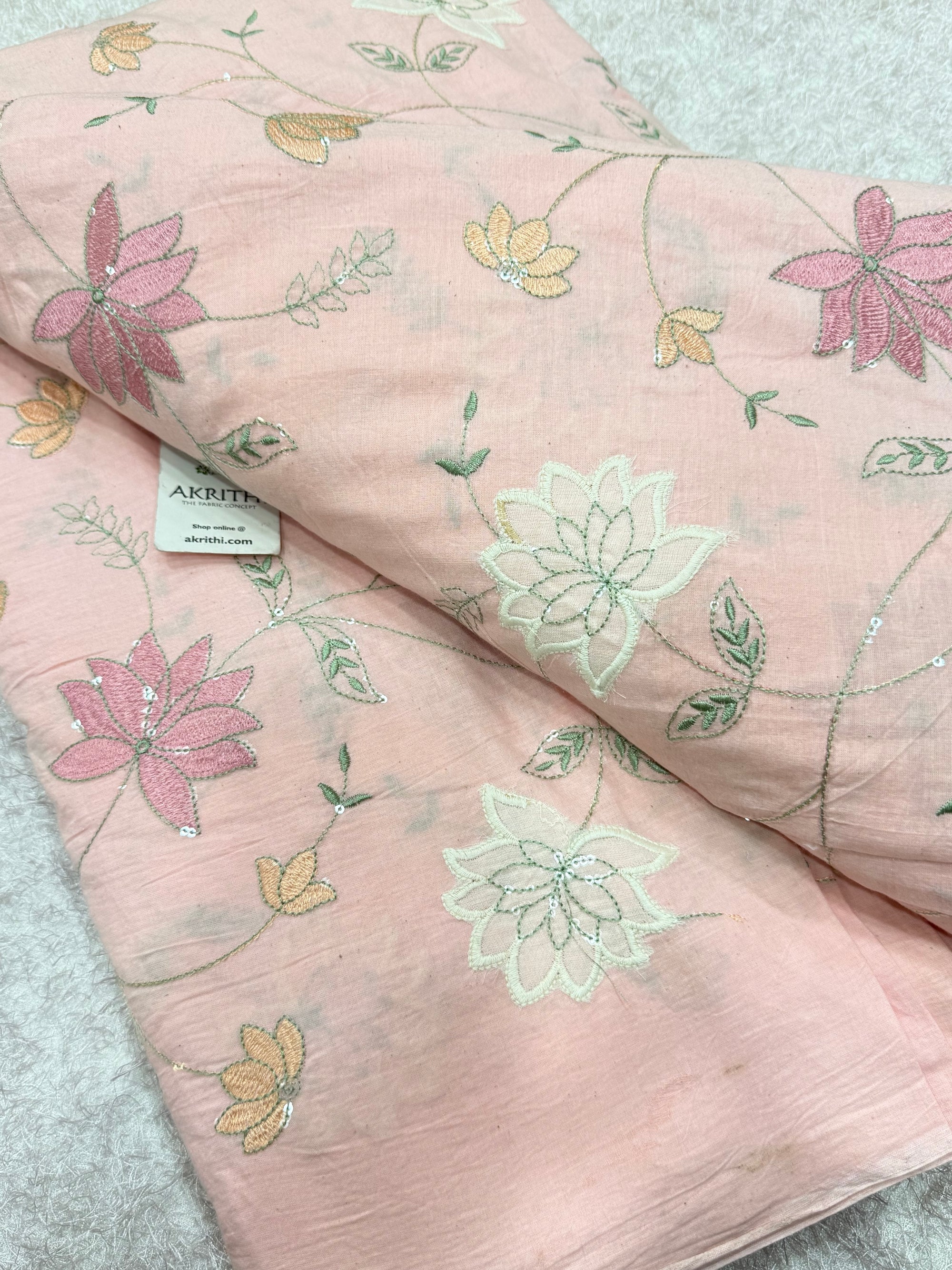 Embroidered pure cotton fabric