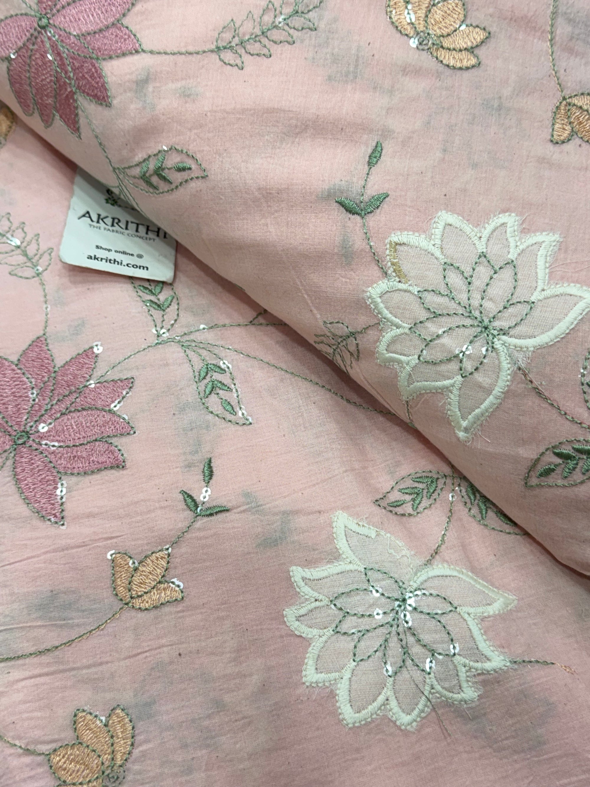 Embroidered pure cotton fabric