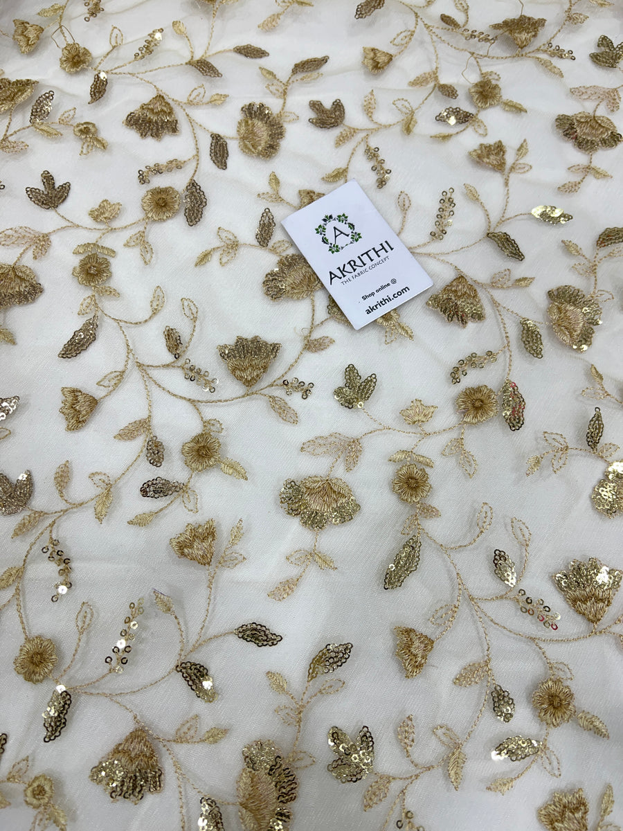 Embroidered net fabric