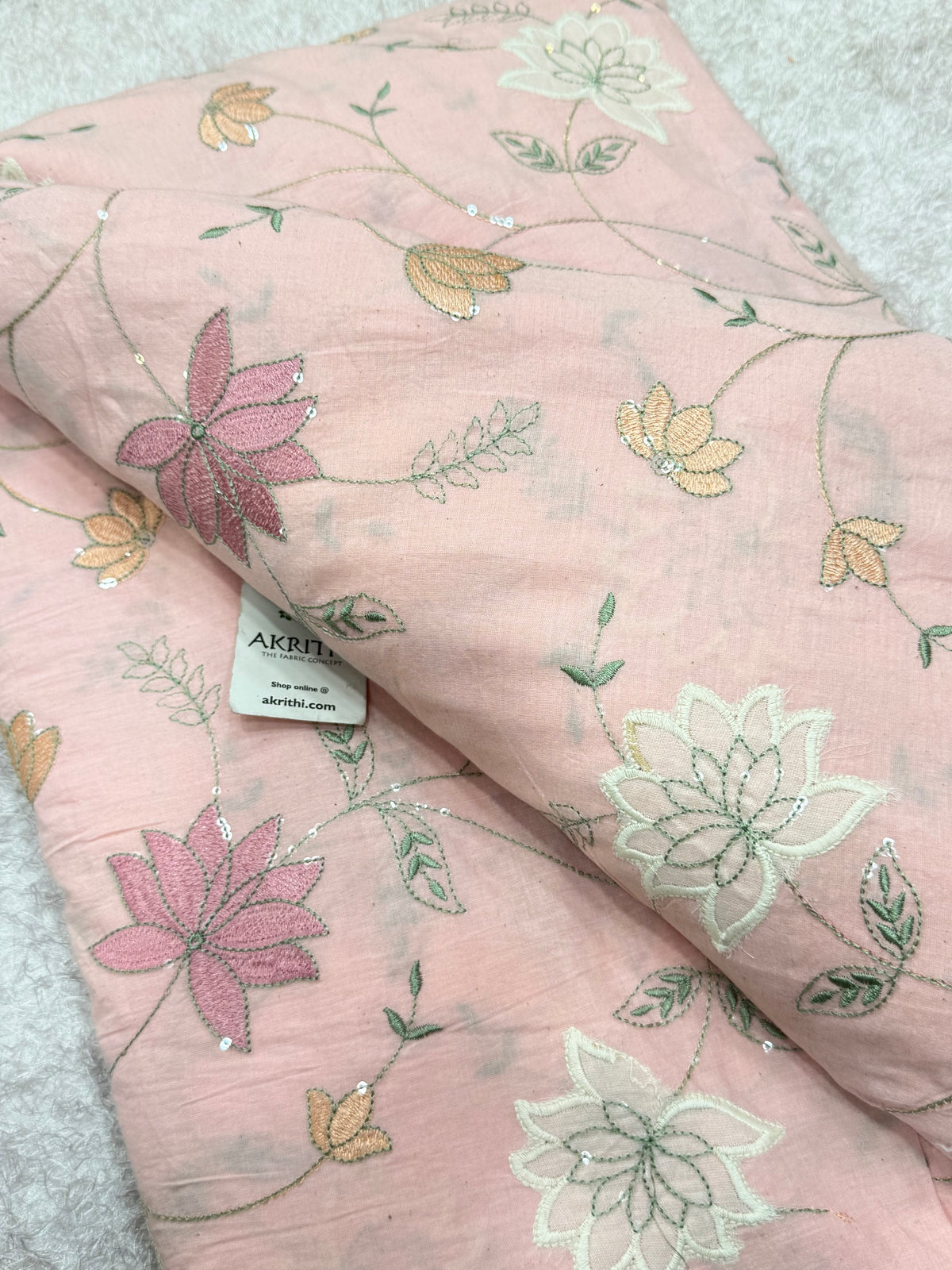 Embroidered pure cotton fabric