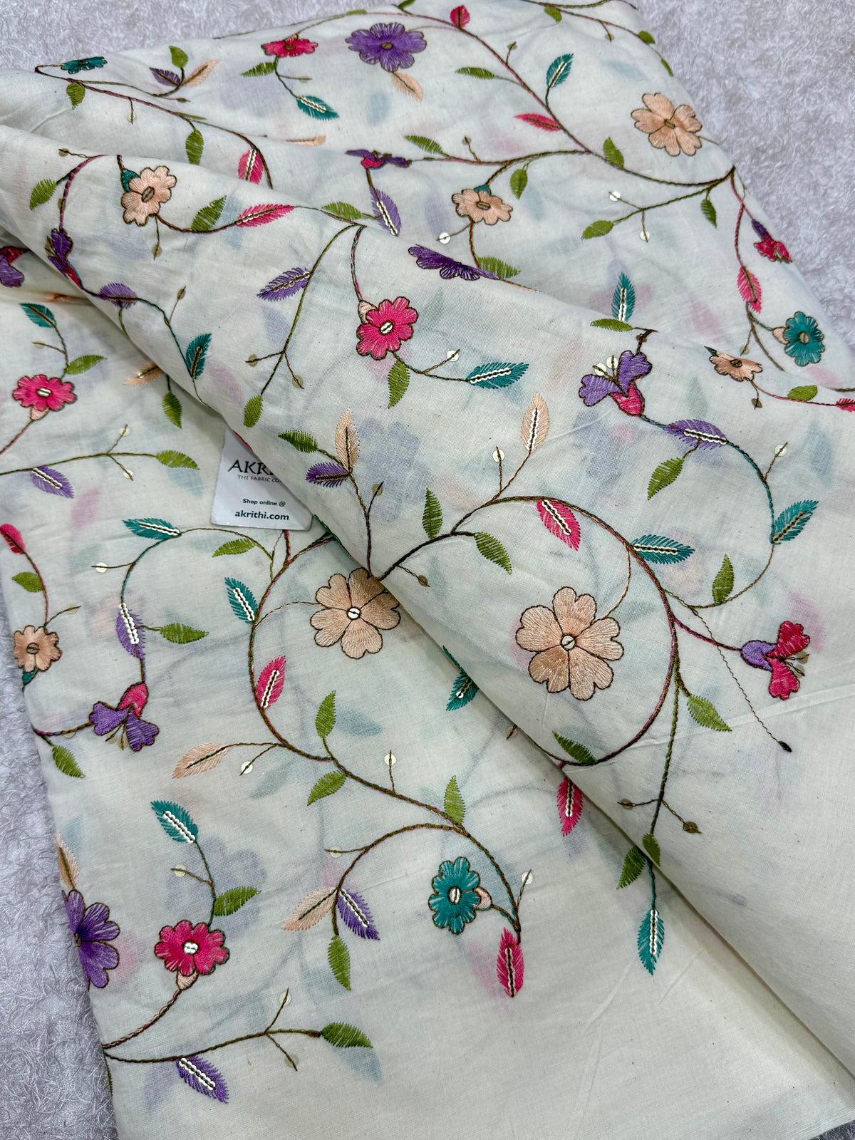 Embroidered pure cotton fabric