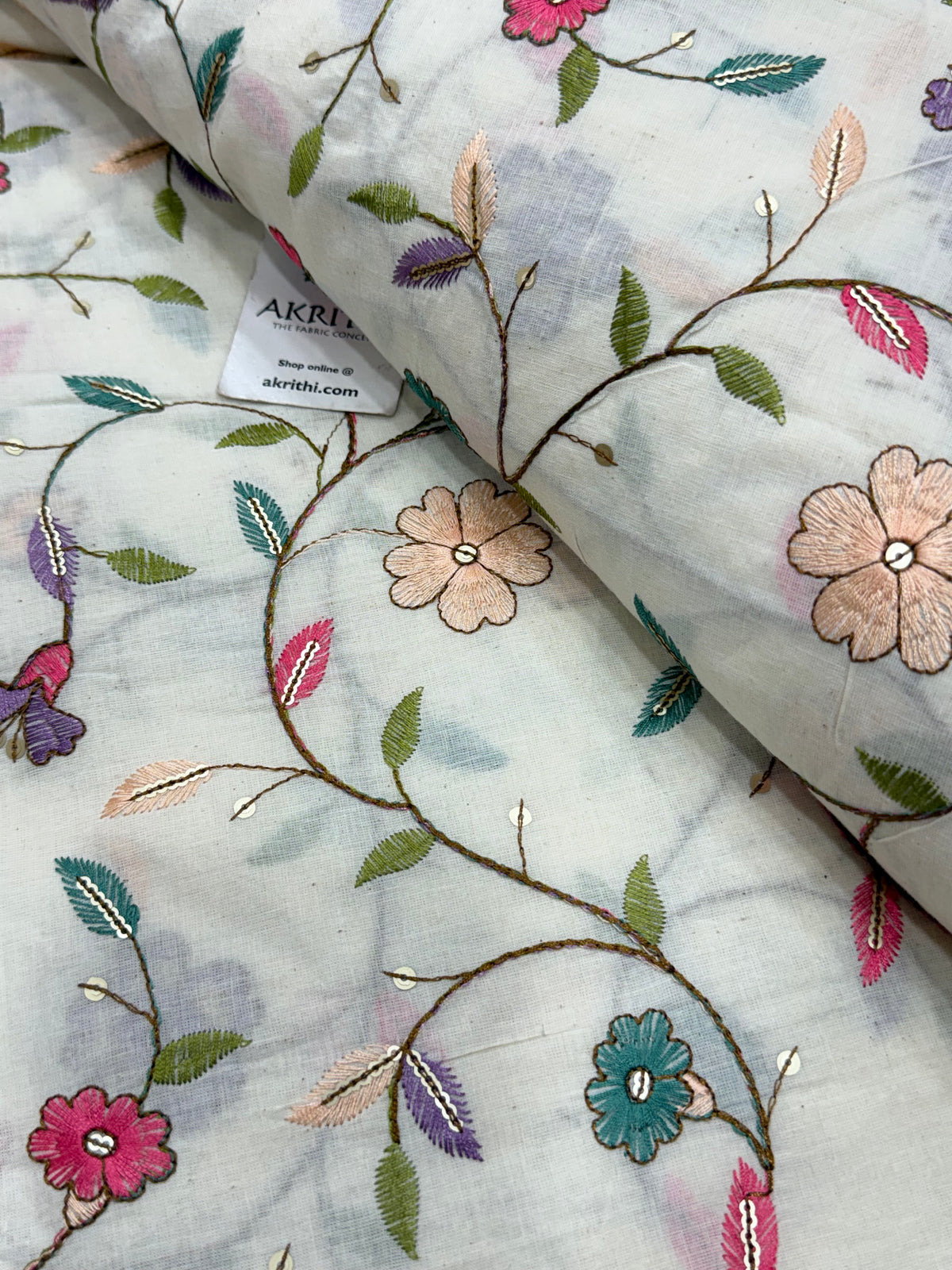 Embroidered pure cotton fabric