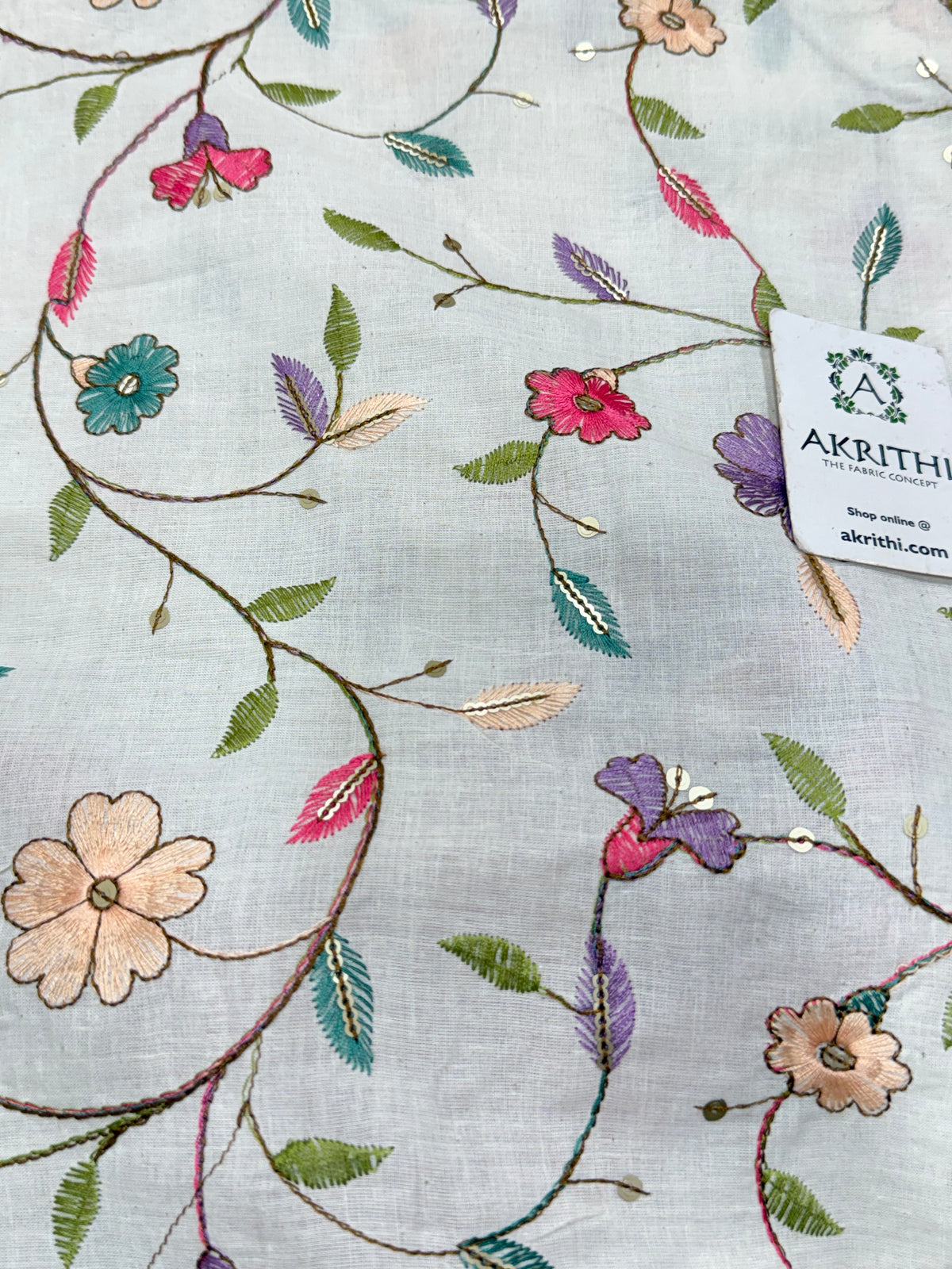 Embroidered pure cotton fabric