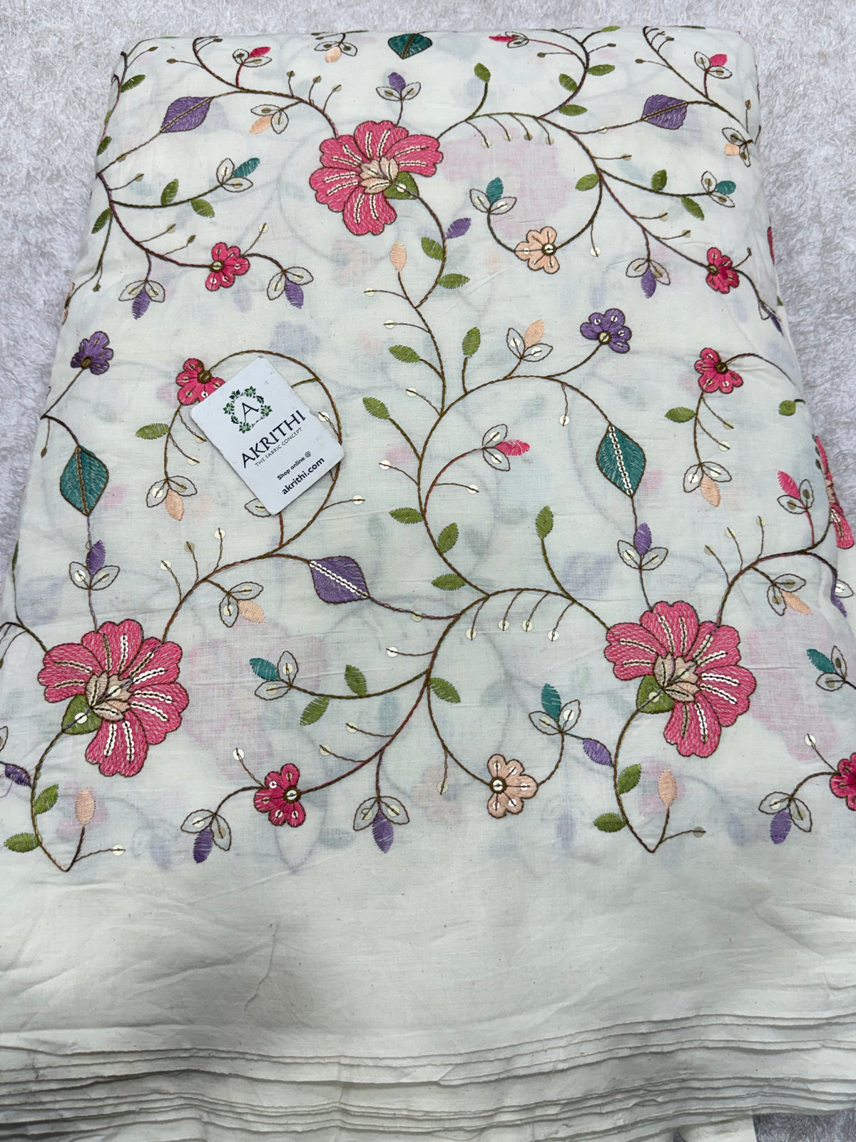 Embroidered pure cotton fabric