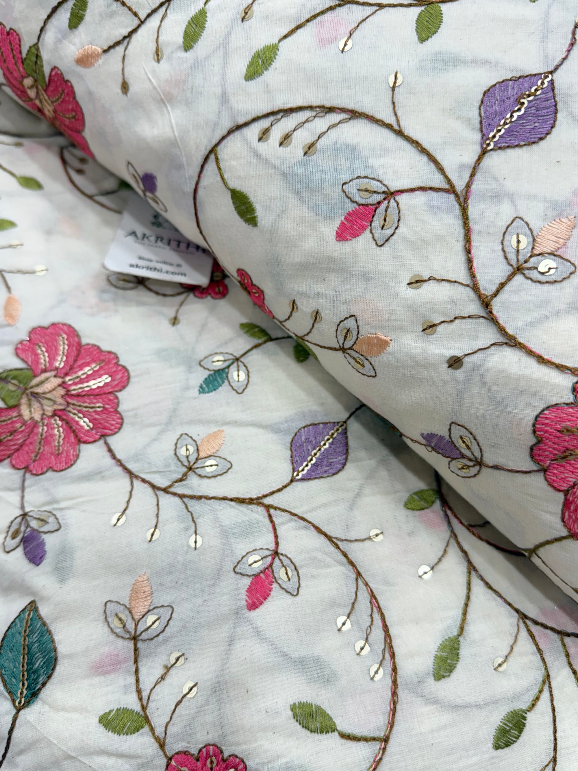 Embroidered pure cotton fabric