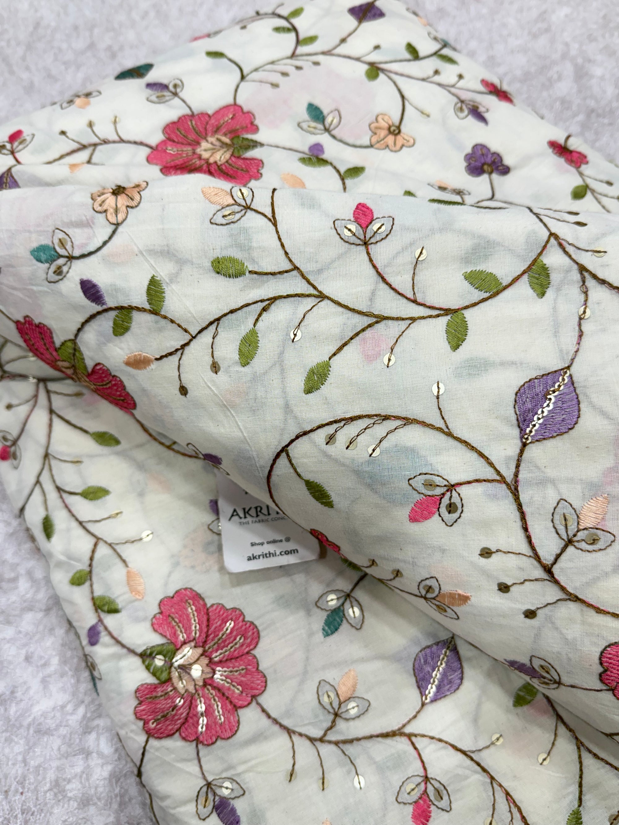 Embroidered pure cotton fabric