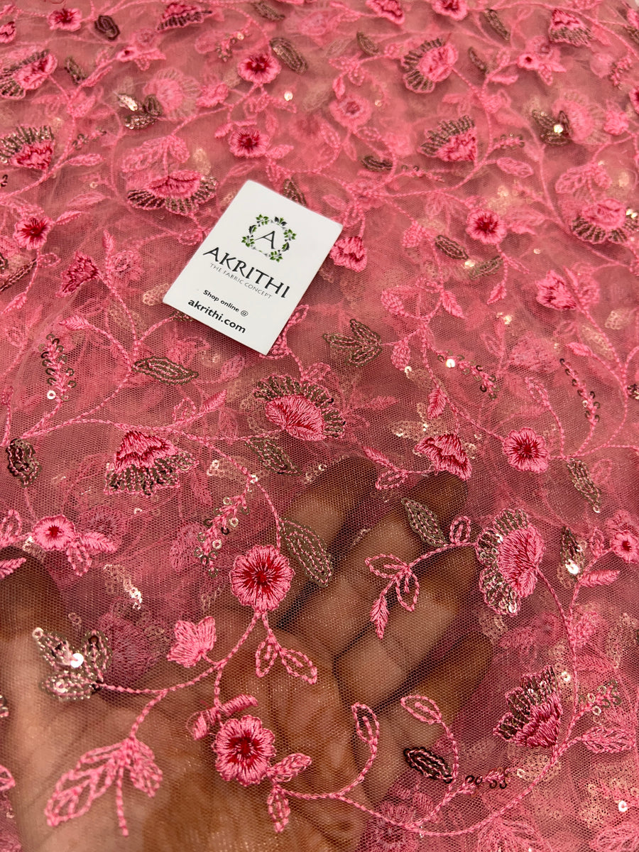 Embroidered net fabric