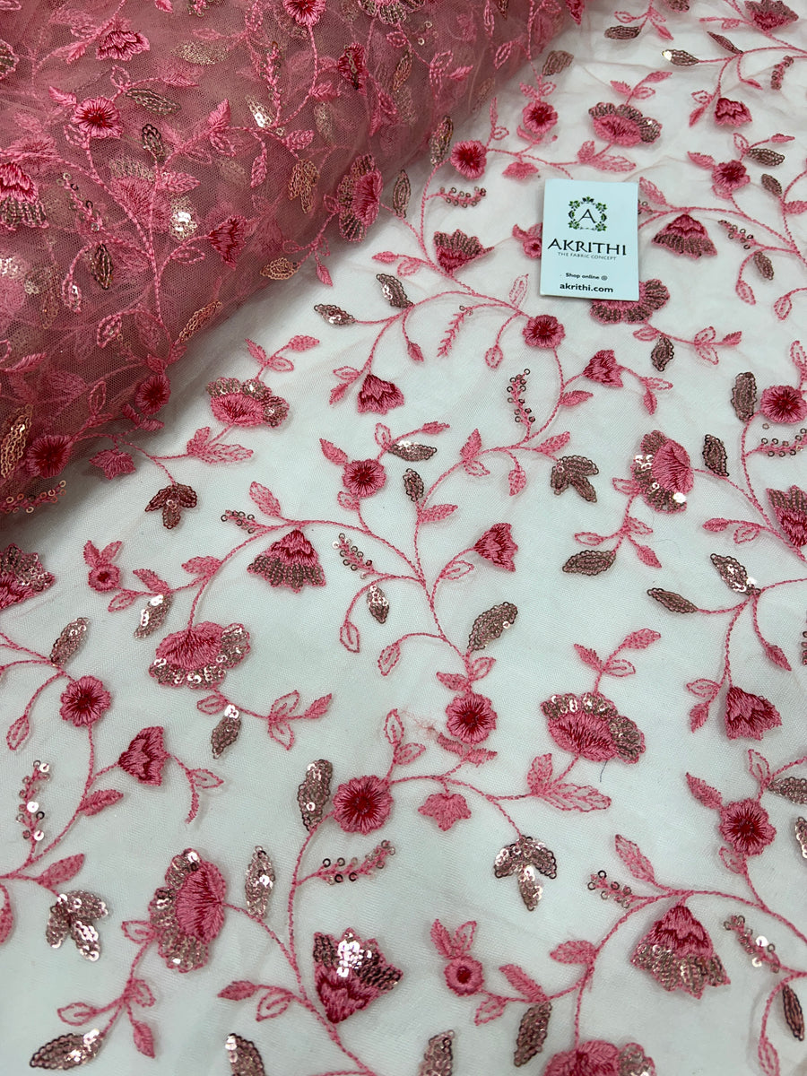 Embroidered net fabric