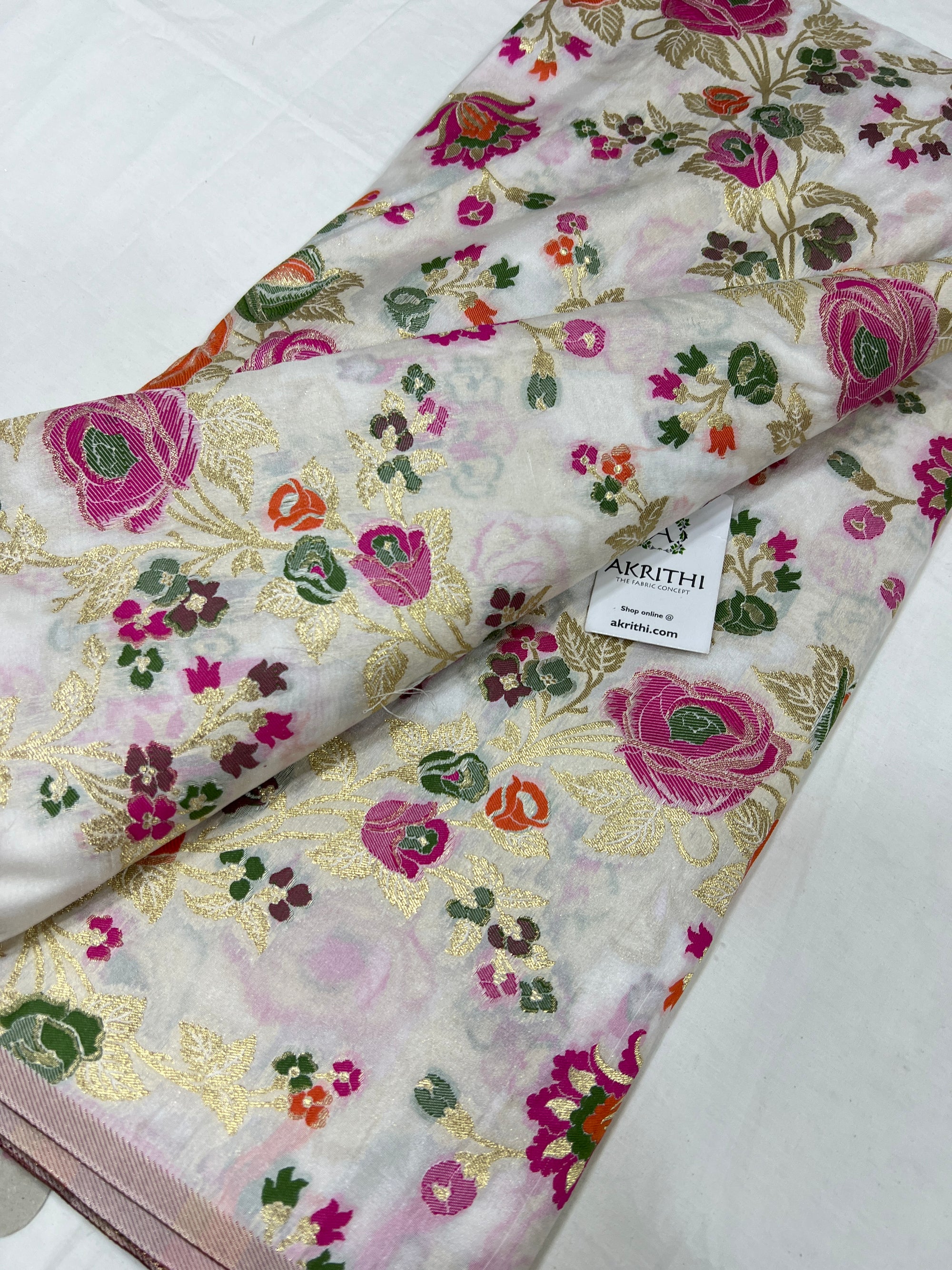 Pure Banarasi brocade fabric 80 cms cut piece