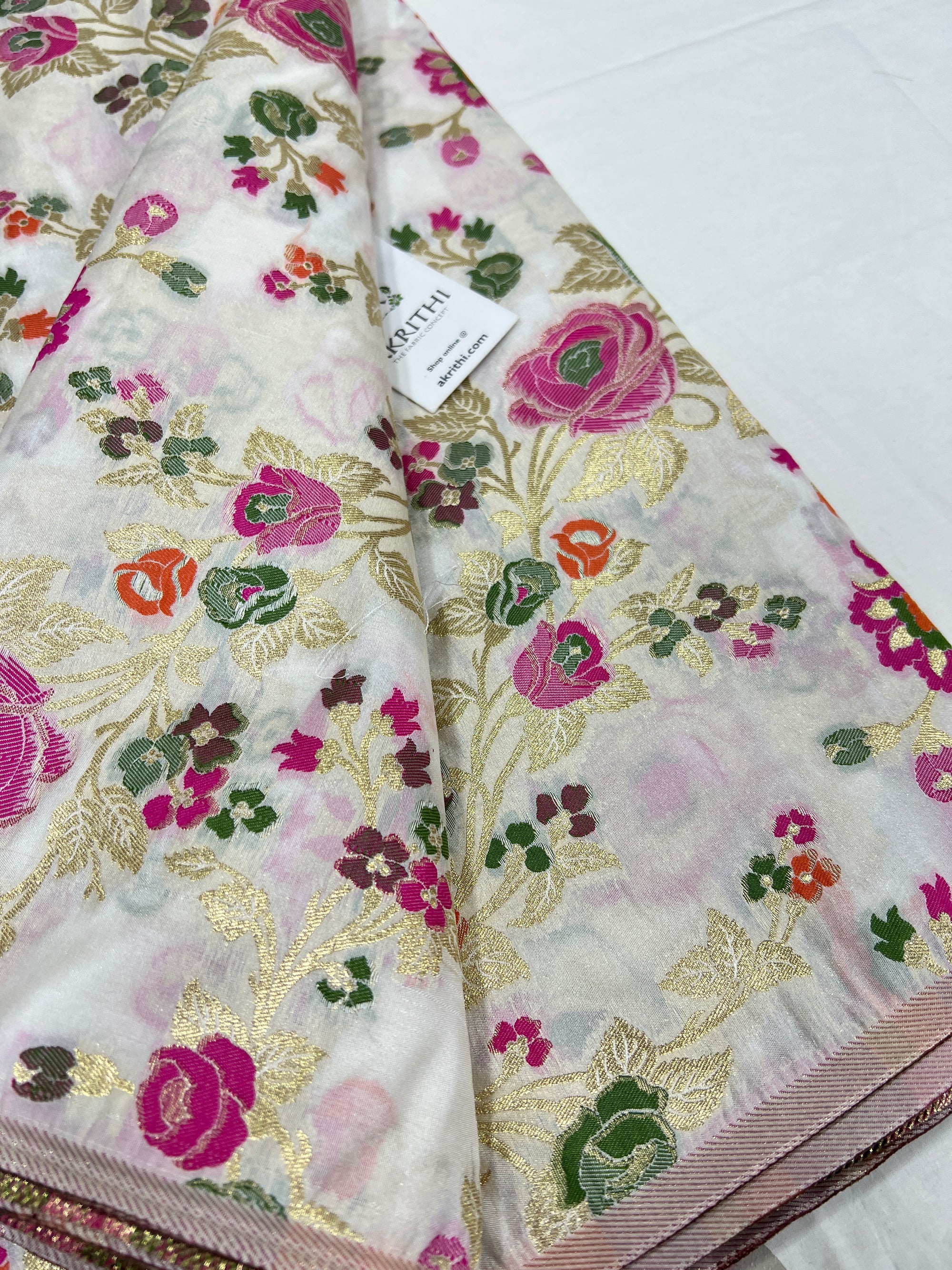 Pure Banarasi brocade fabric 80 cms cut piece