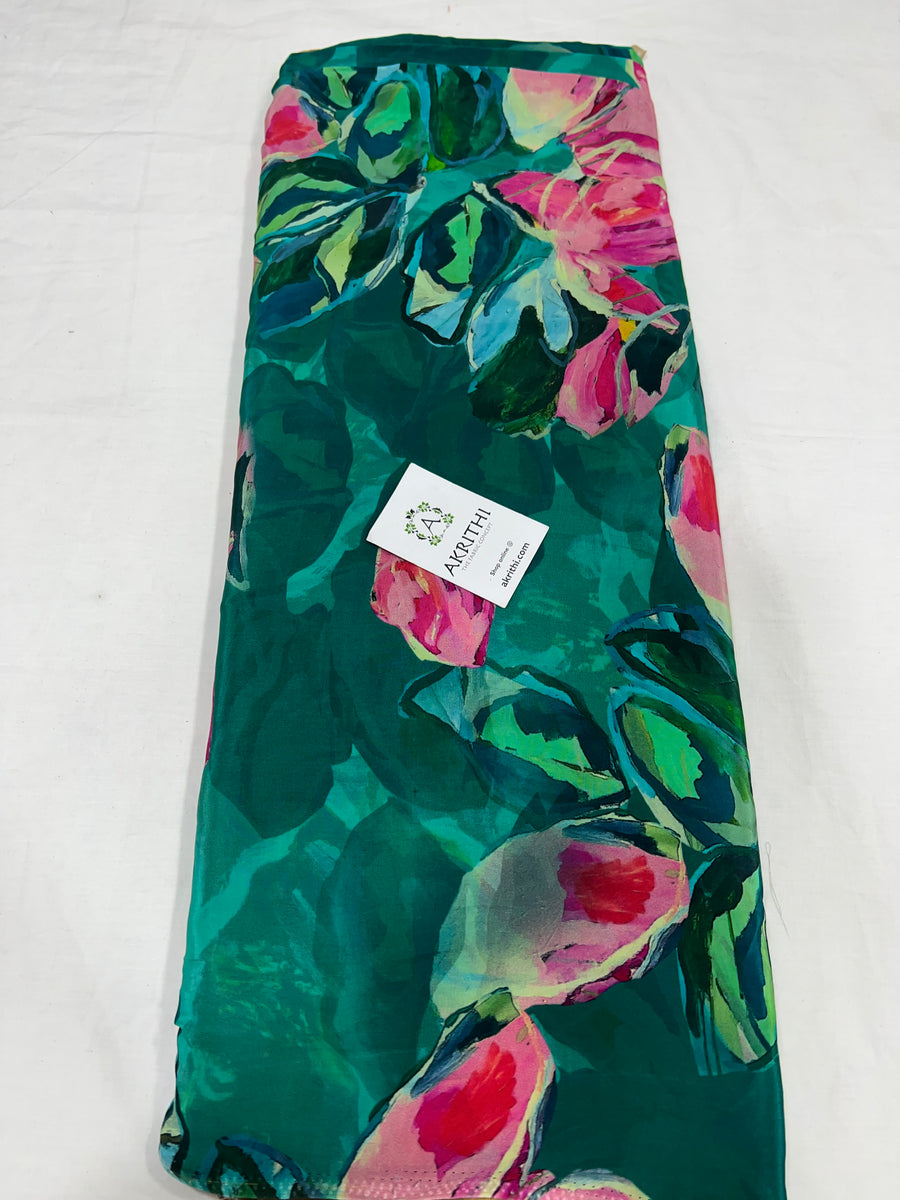 Digital floral printed pure crepe fabric