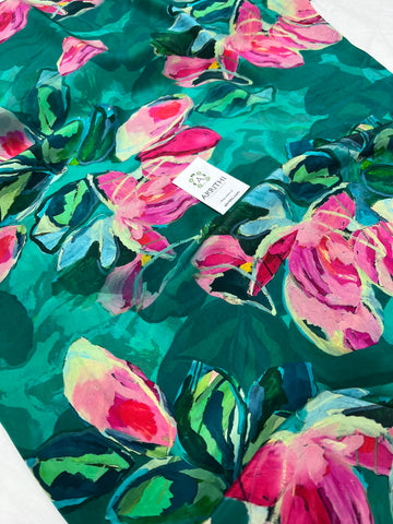 Digital floral printed pure crepe fabric