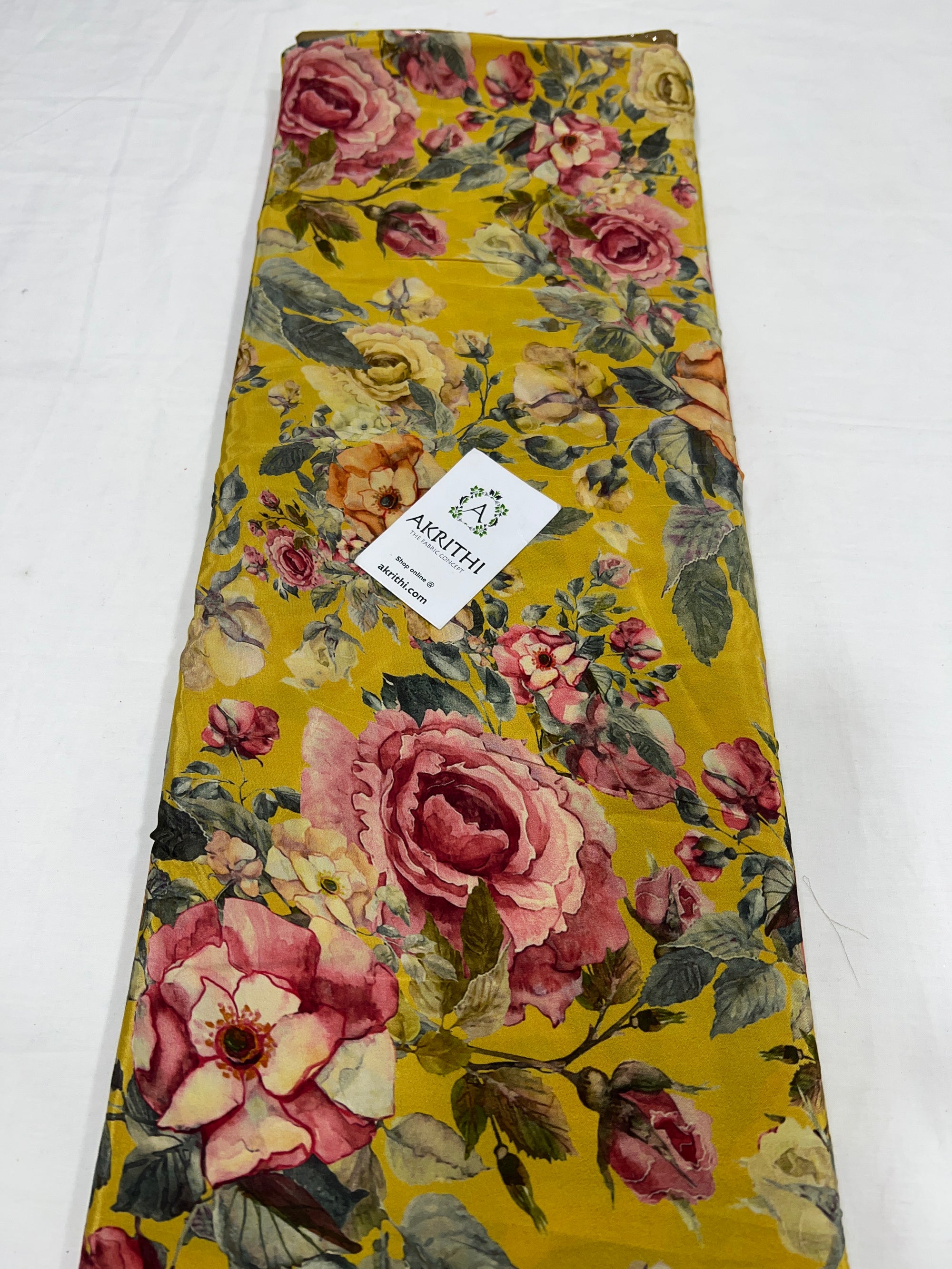 Digital floral printed pure crepe fabric