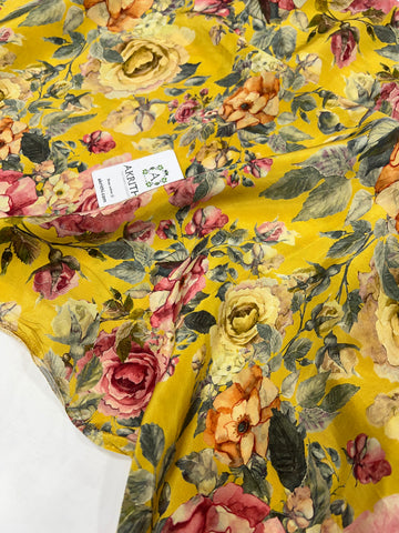 Digital floral printed pure crepe fabric