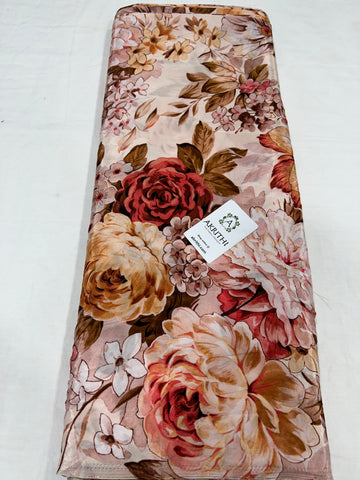 Digital floral printed pure crepe fabric