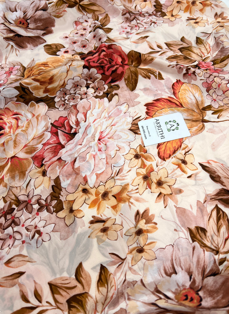 Digital floral printed pure crepe fabric