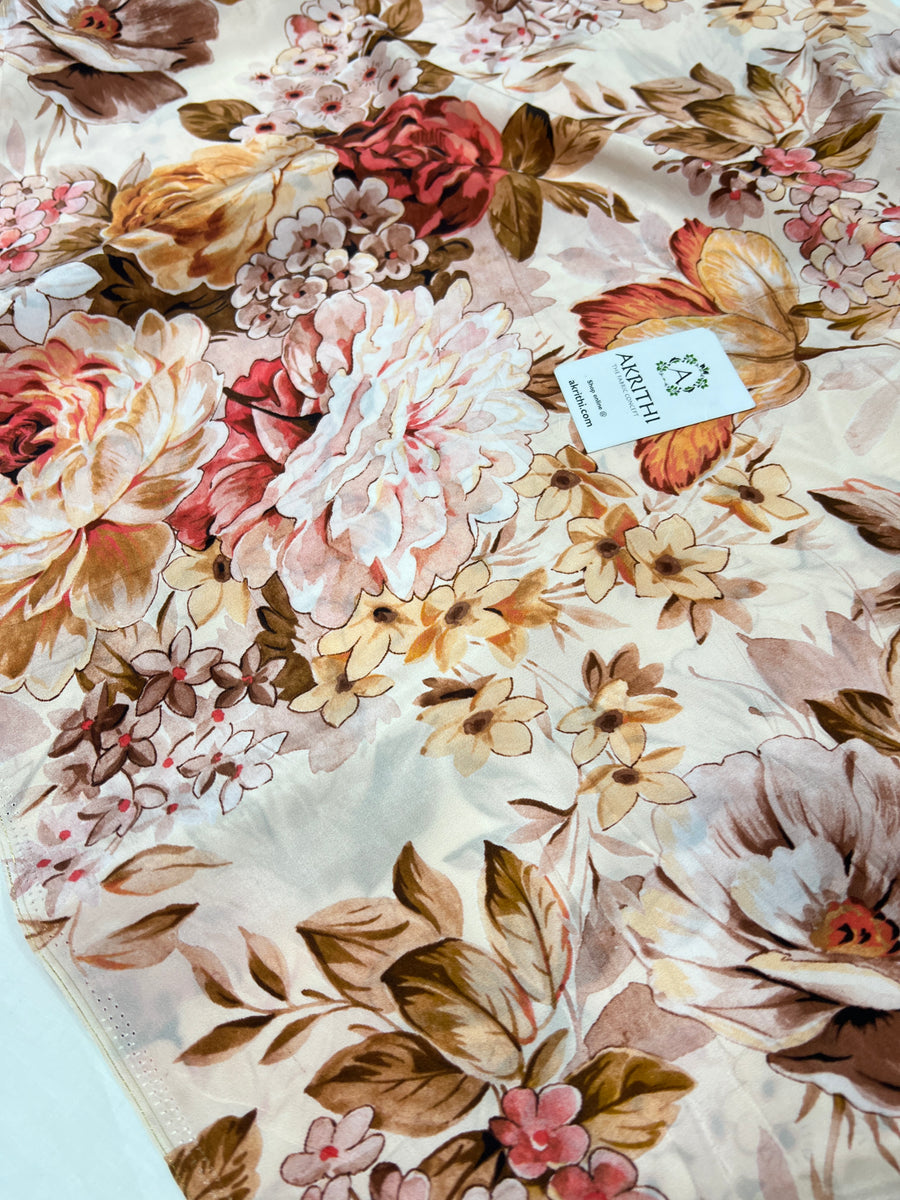 Digital floral printed pure crepe fabric