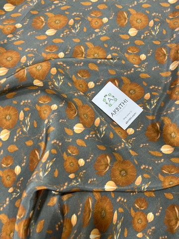 Digital floral printed pure crepe fabric