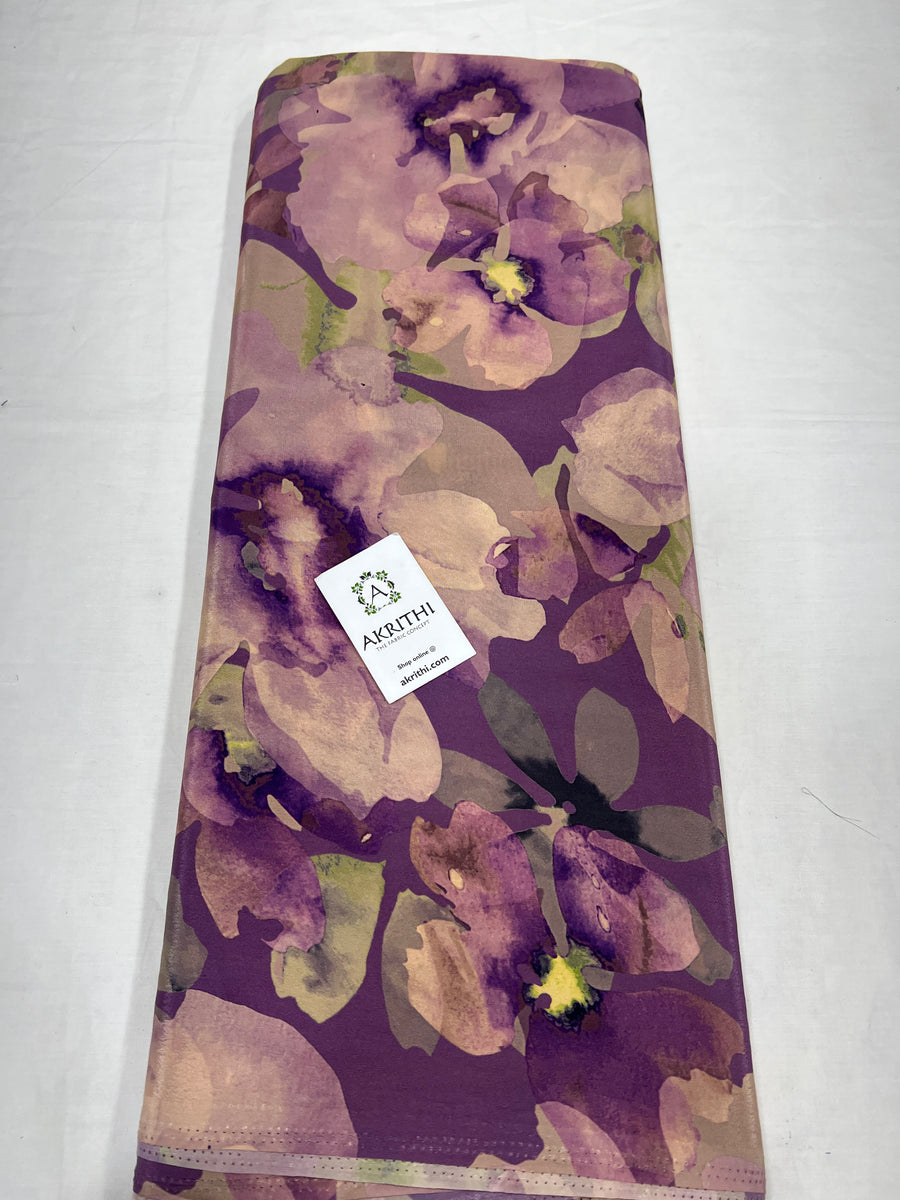 Digital floral printed pure crepe fabric