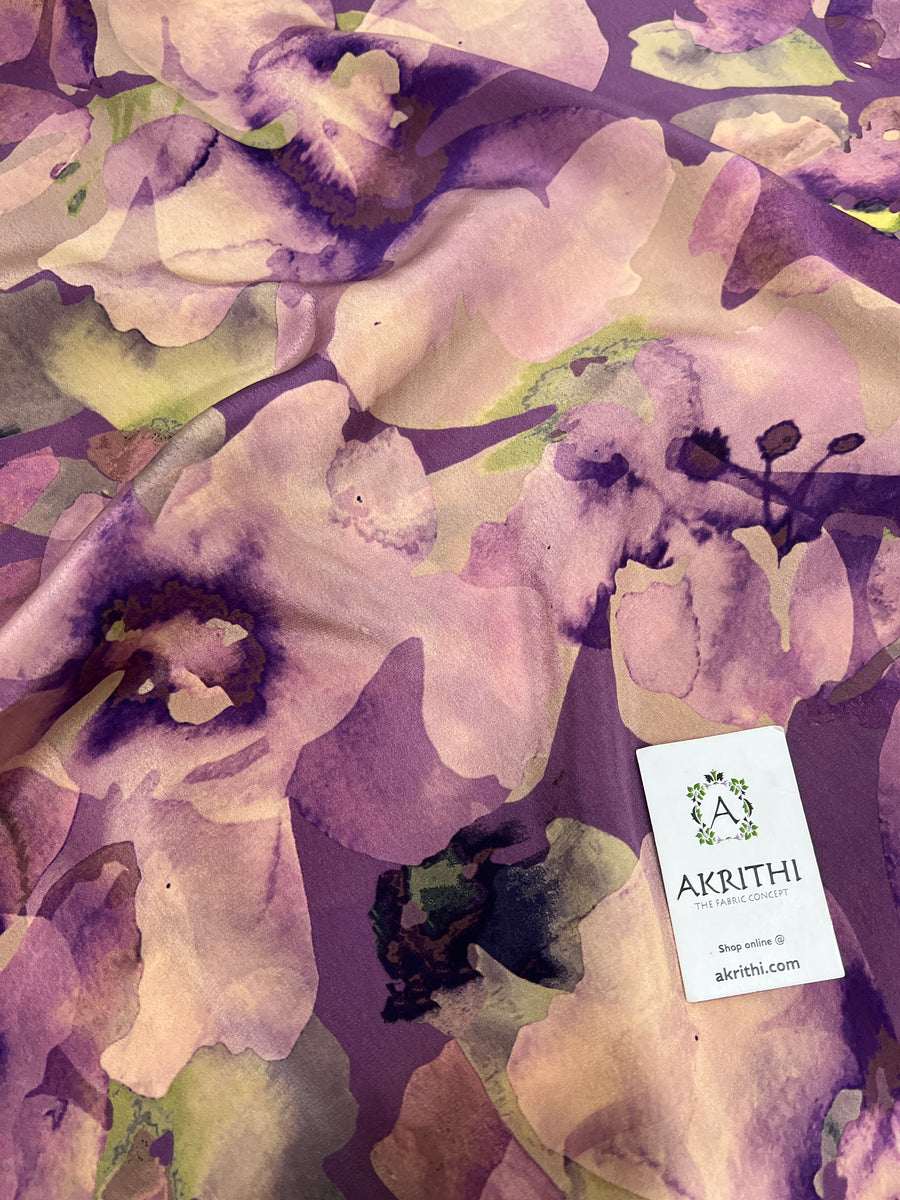 Digital floral printed pure crepe fabric