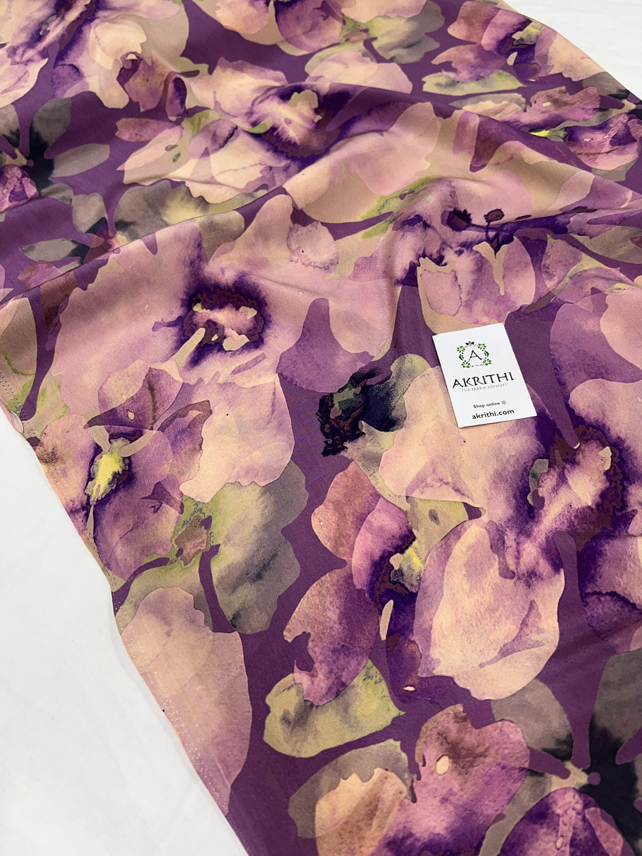 Digital floral printed pure crepe fabric