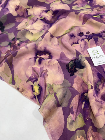 Digital floral printed pure crepe fabric