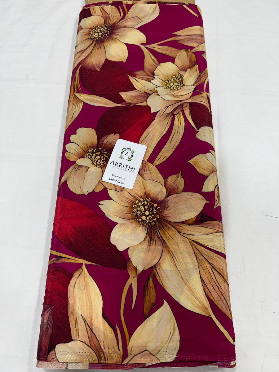 Digital floral printed pure crepe fabric