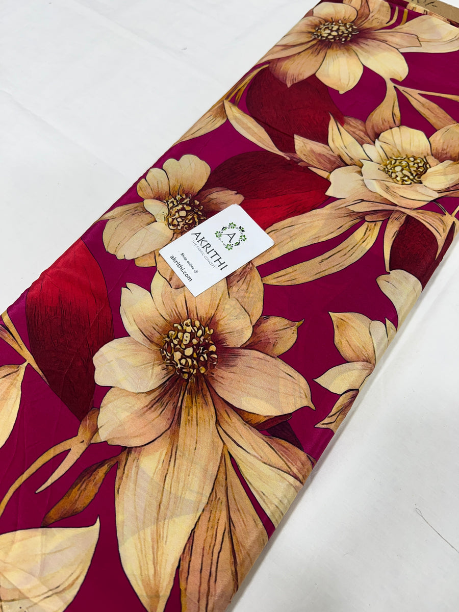 Digital floral printed pure crepe fabric