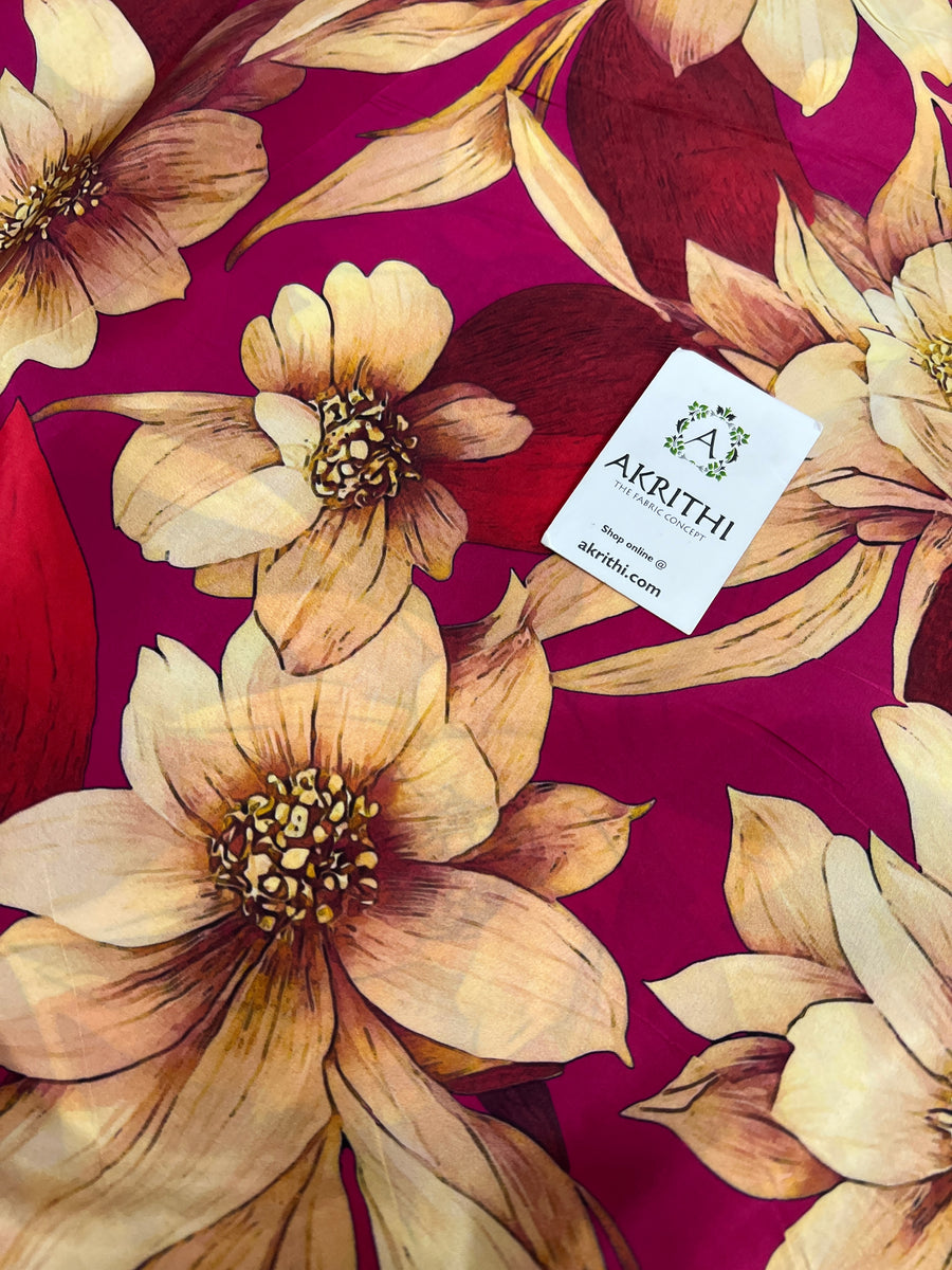 Digital floral printed pure crepe fabric