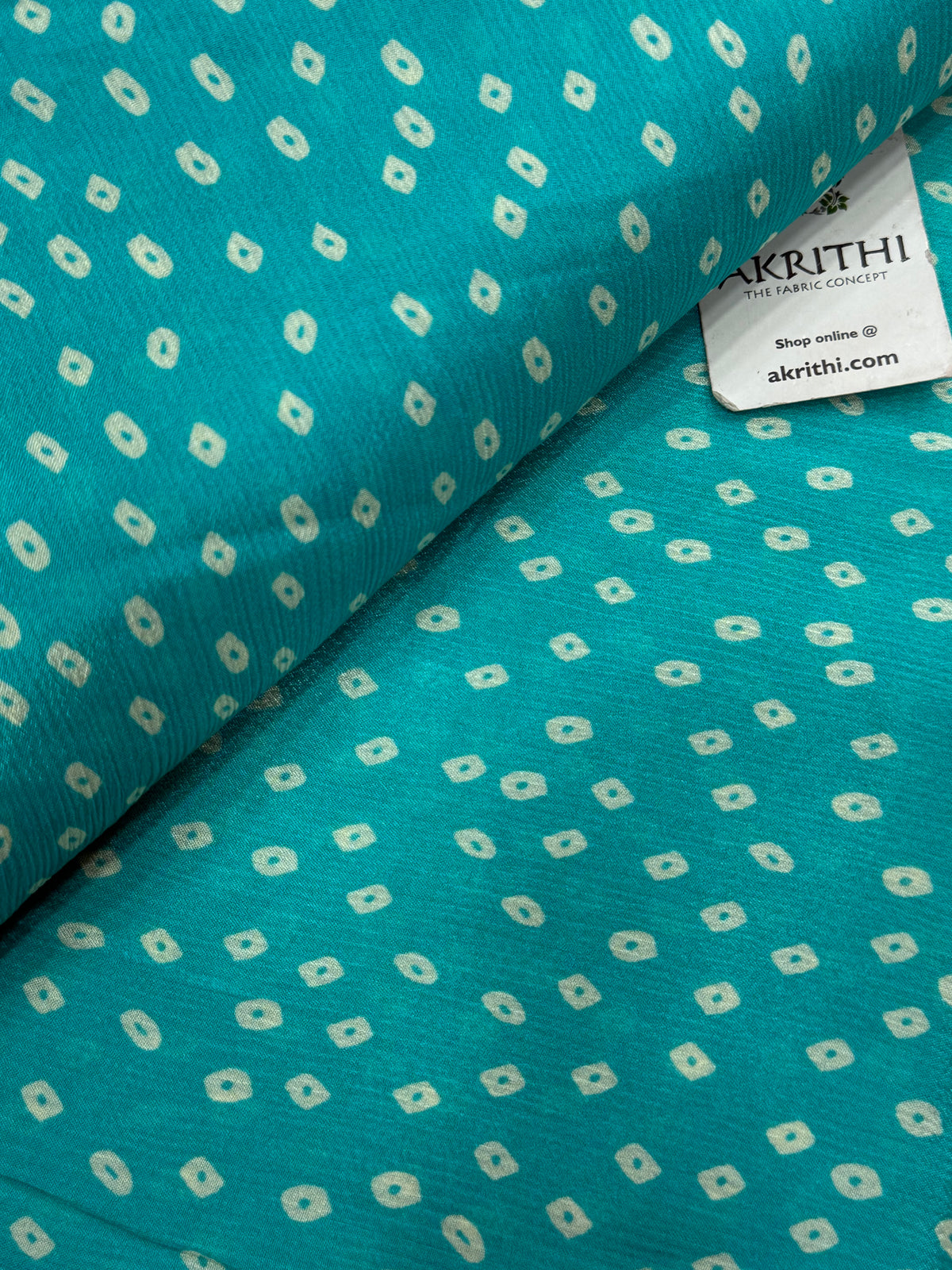 Digital bandhani printed pure chinon fabric