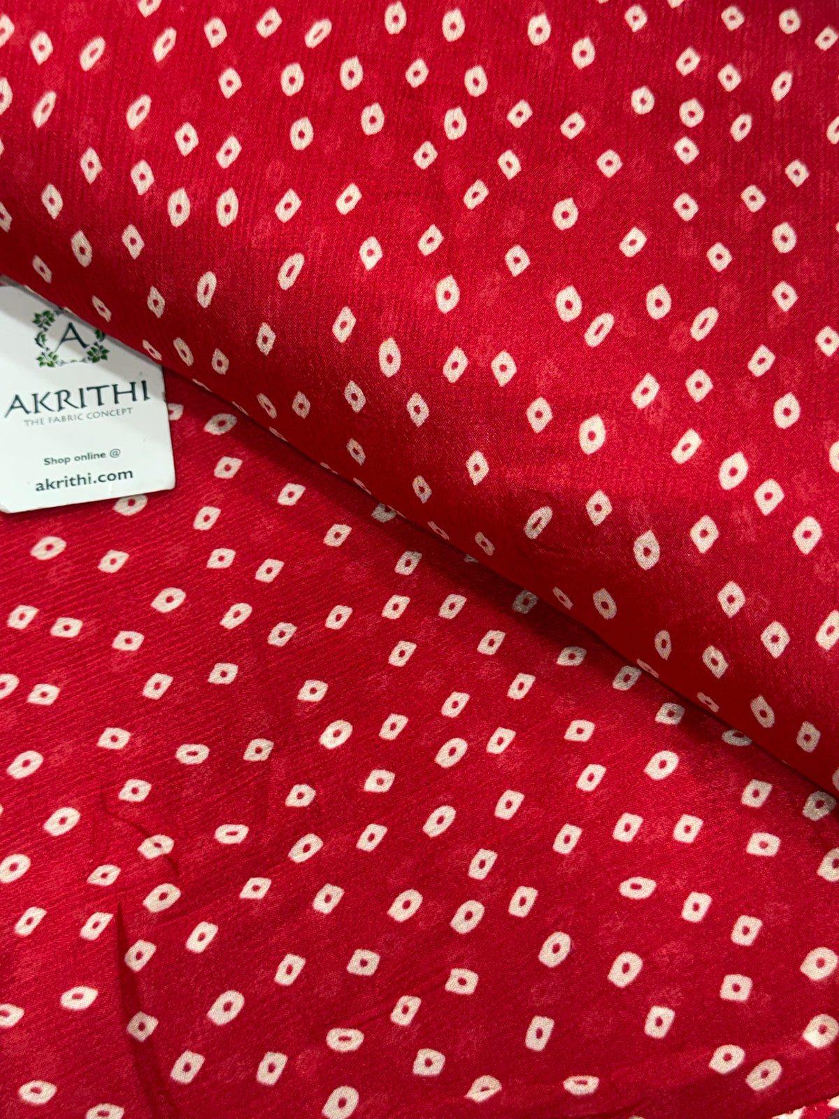 Digital bandhani printed pure chinon fabric