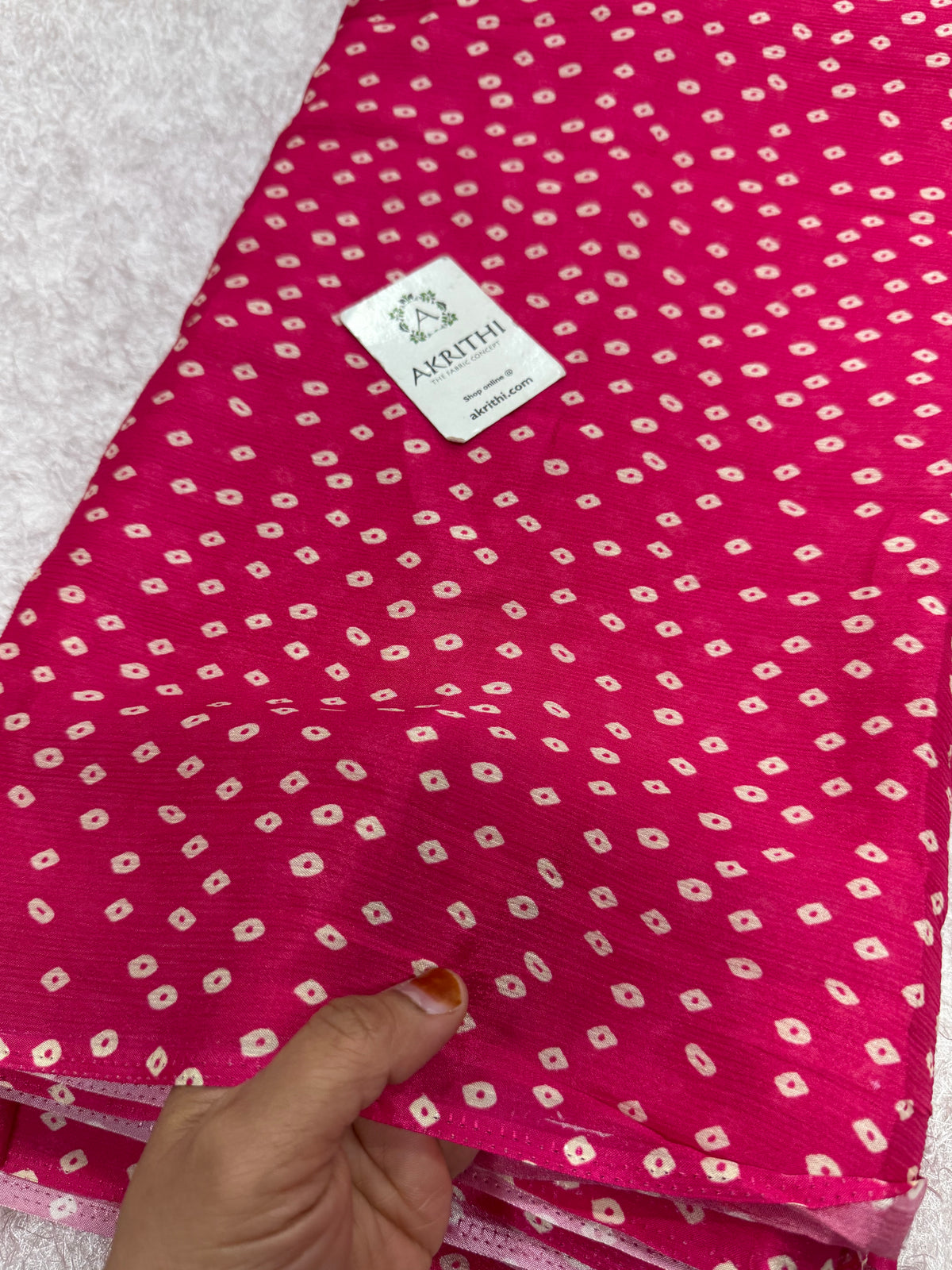 Digital bandhani printed pure chinon fabric