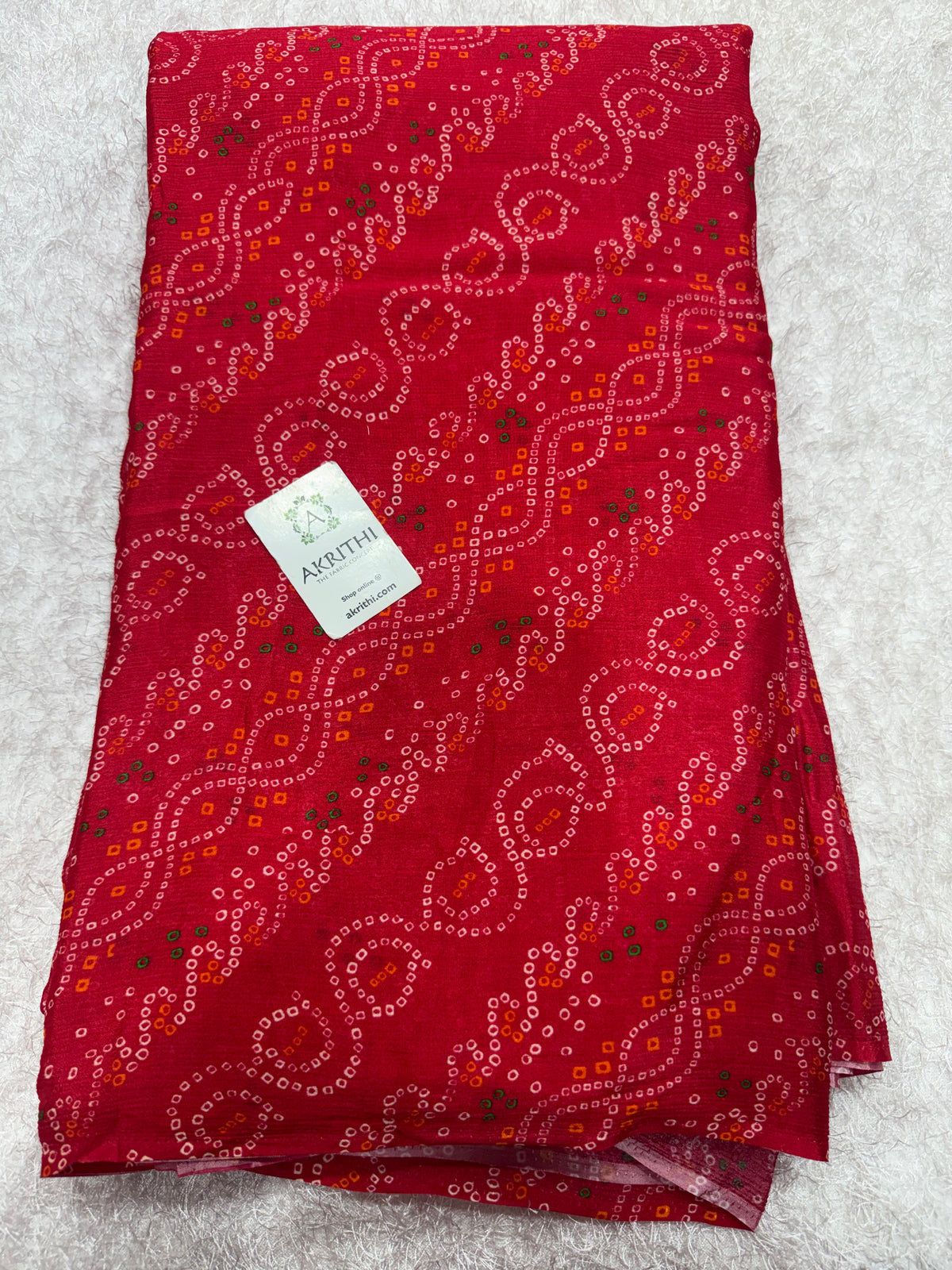 Digital bandhani printed pure chinon fabric
