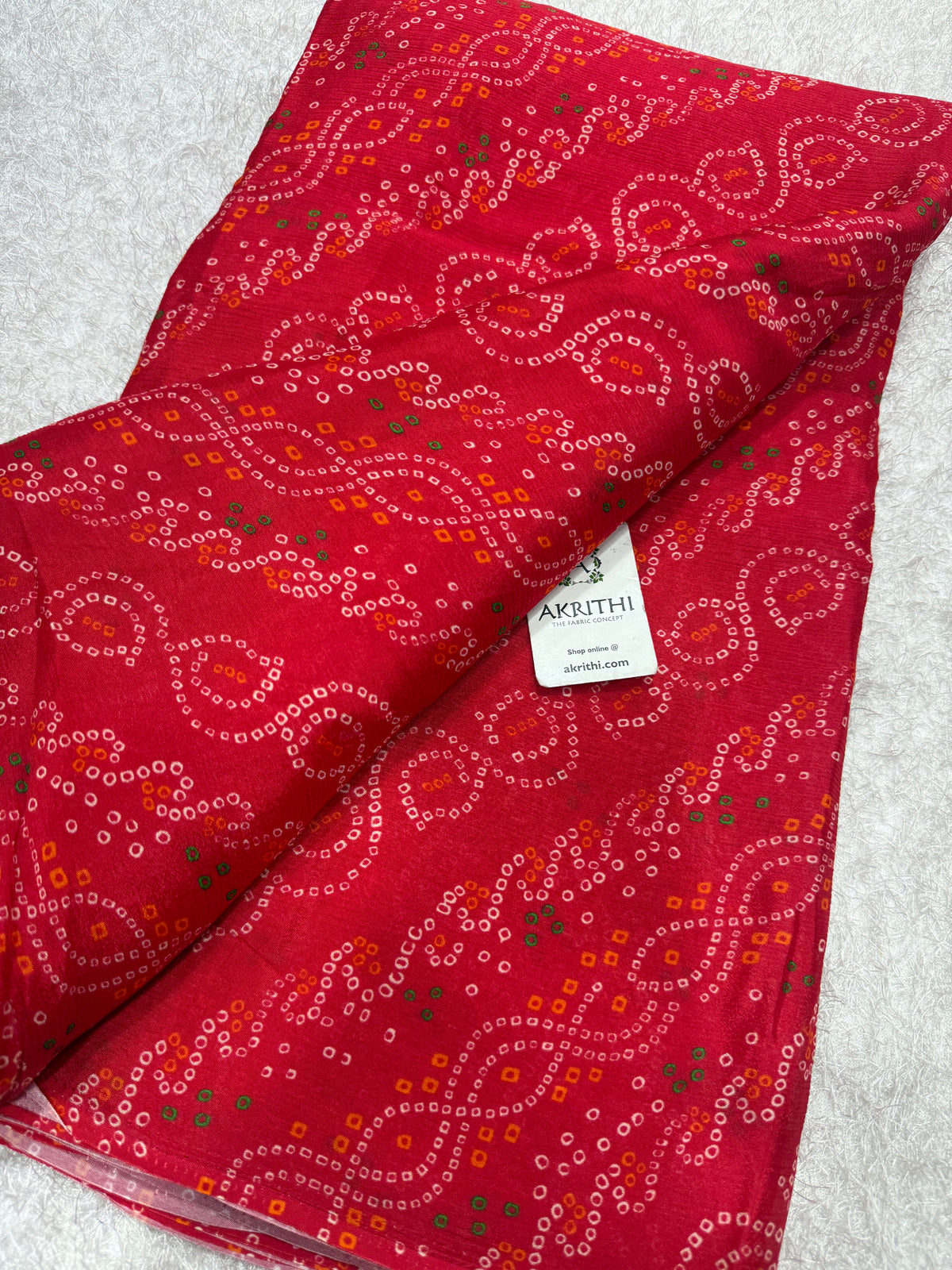 Digital bandhani printed pure chinon fabric