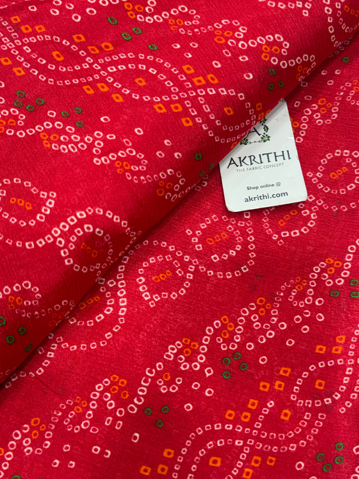 Digital bandhani printed pure chinon fabric