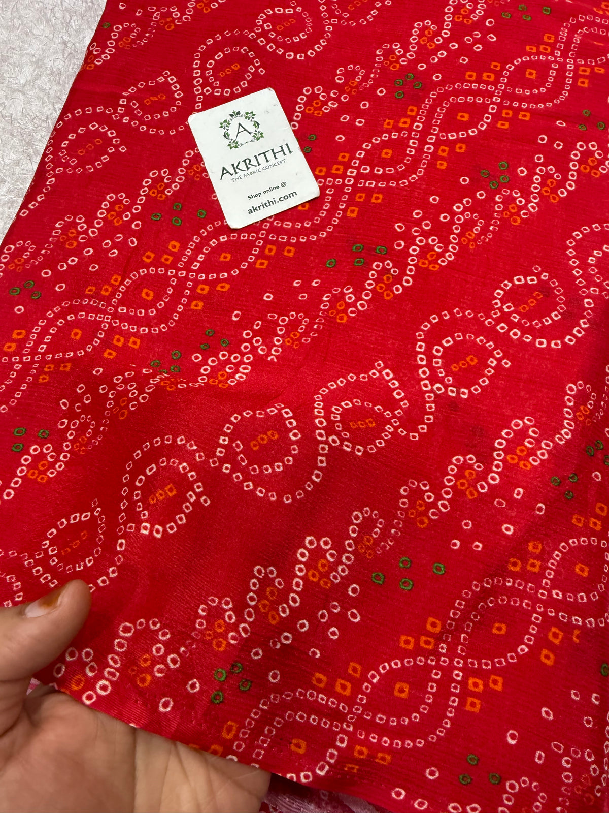 Digital bandhani printed pure chinon fabric