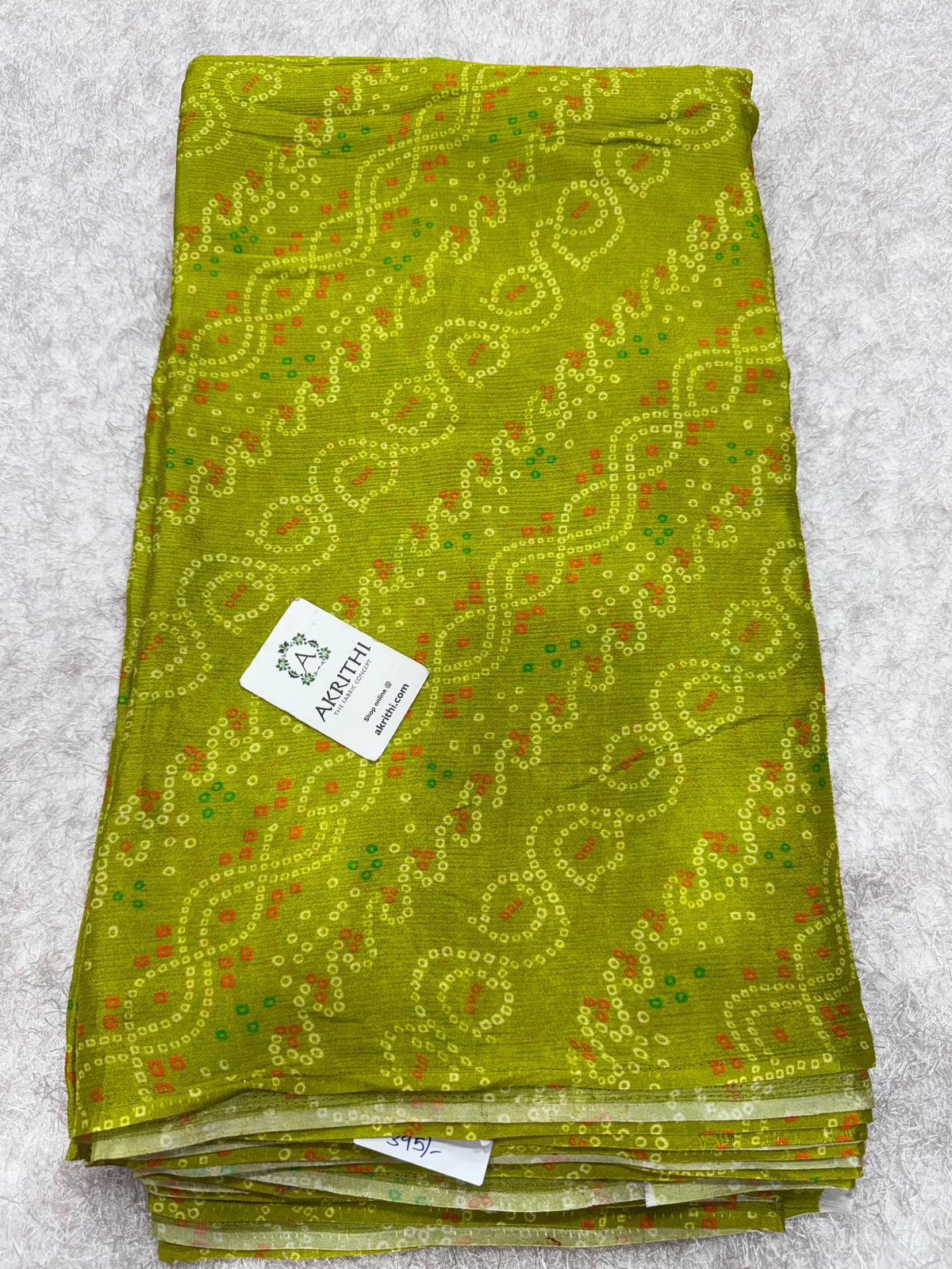 Digital bandhani printed pure chinon fabric