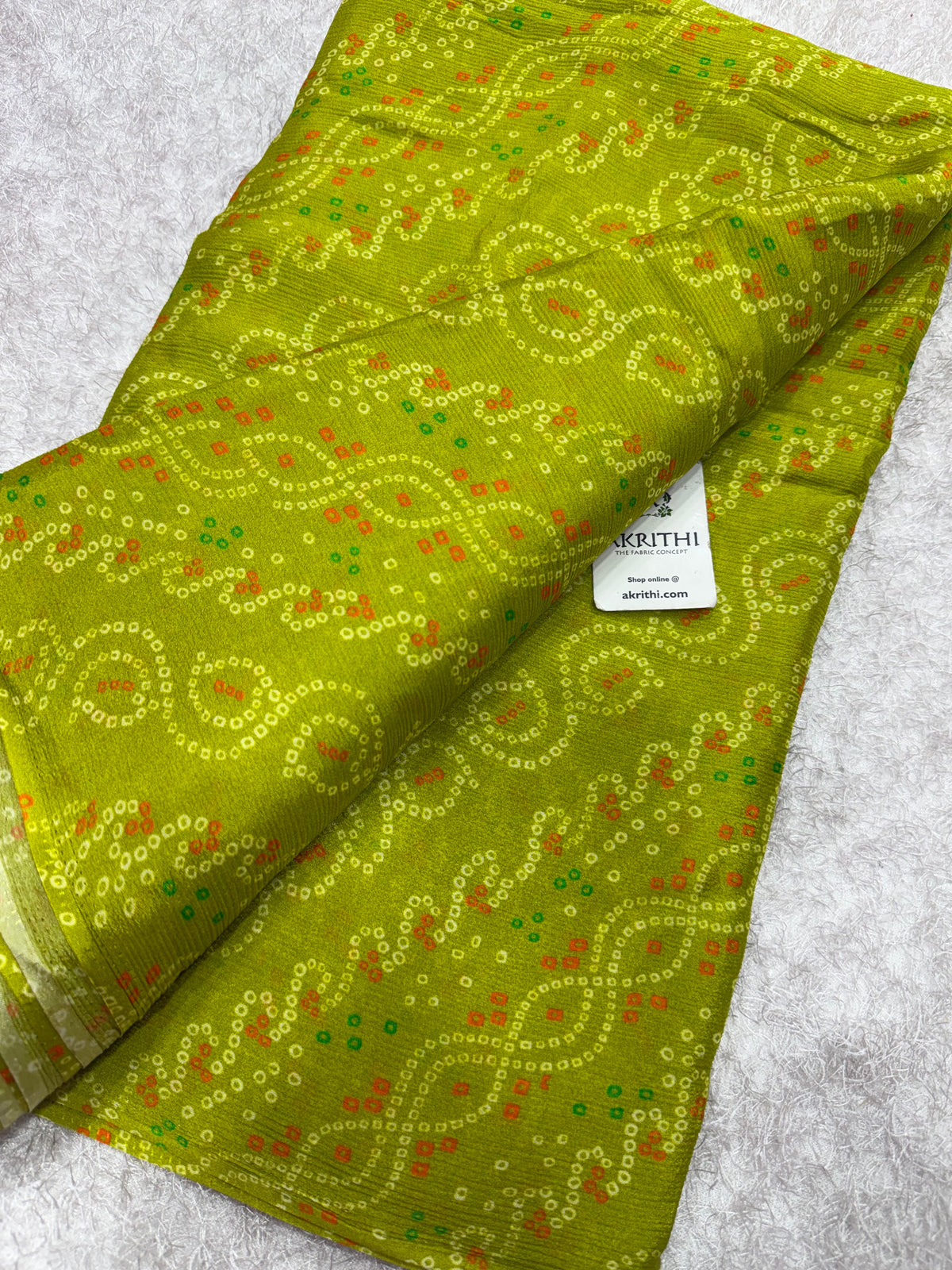 Digital bandhani printed pure chinon fabric