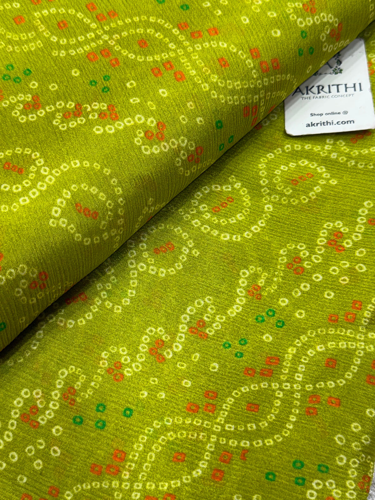Digital bandhani printed pure chinon fabric