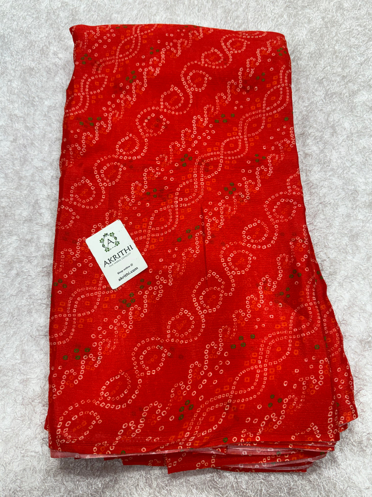 Digital bandhani printed pure chinon fabric
