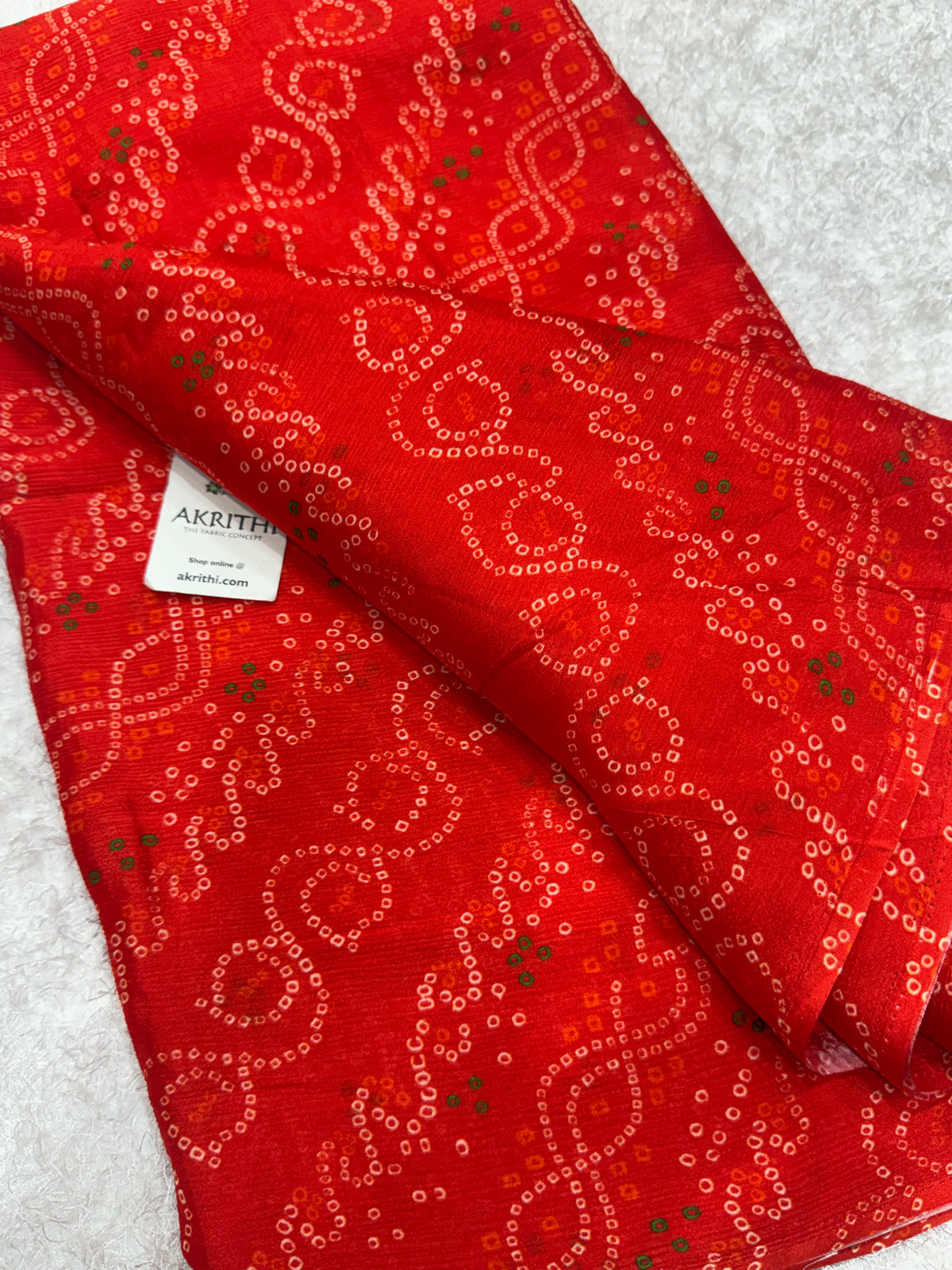 Digital bandhani printed pure chinon fabric